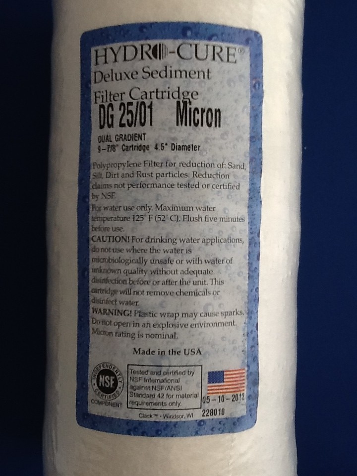 HYDRO CURE DELUXE DG 25/01 BIG BLUE 10″x4.5″ SEDIMENT FILTER – CASE OF 8