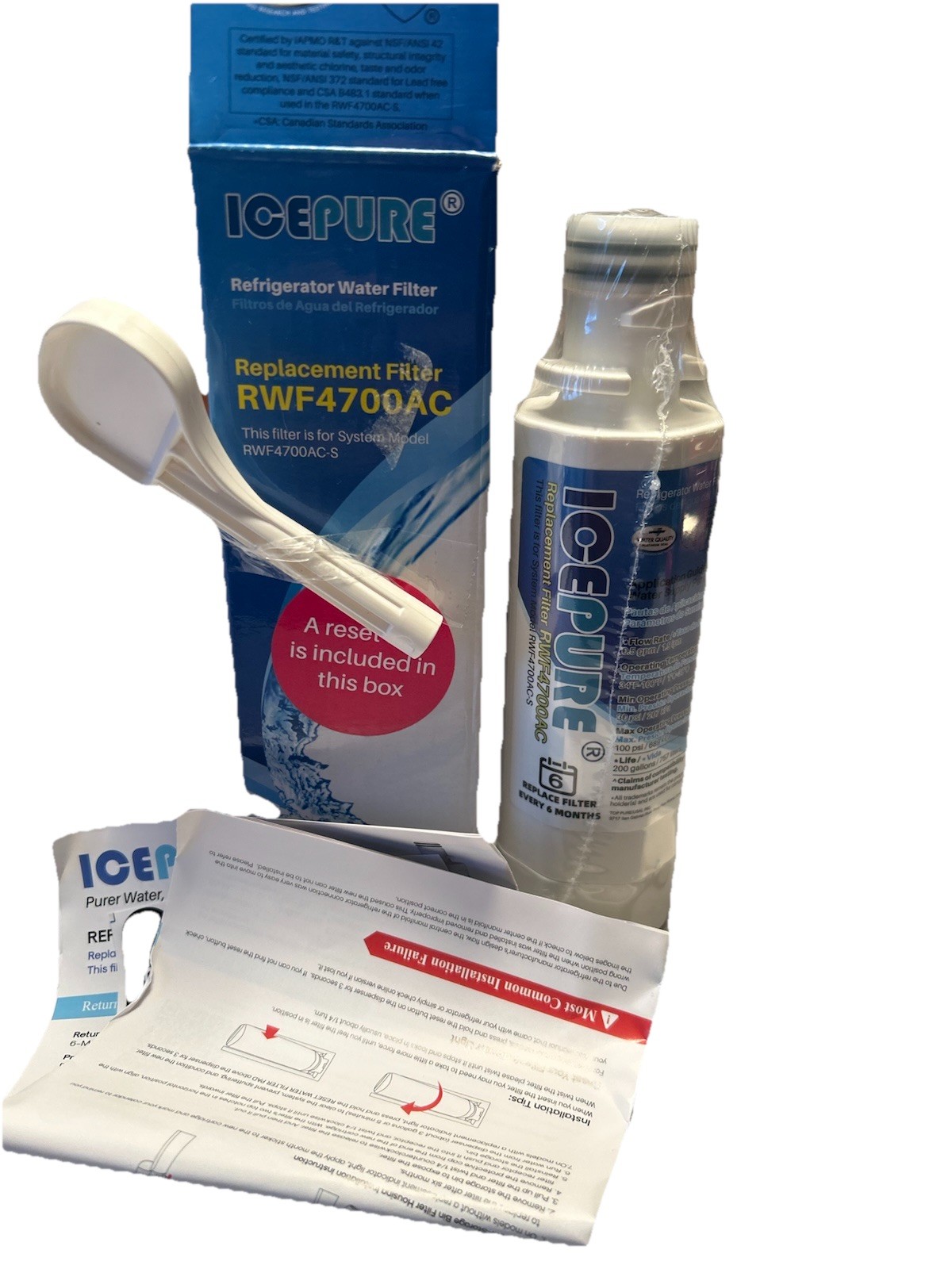 IcePure RWF4700AC Refrigerator Water Filter New, Sealed, In Open Box