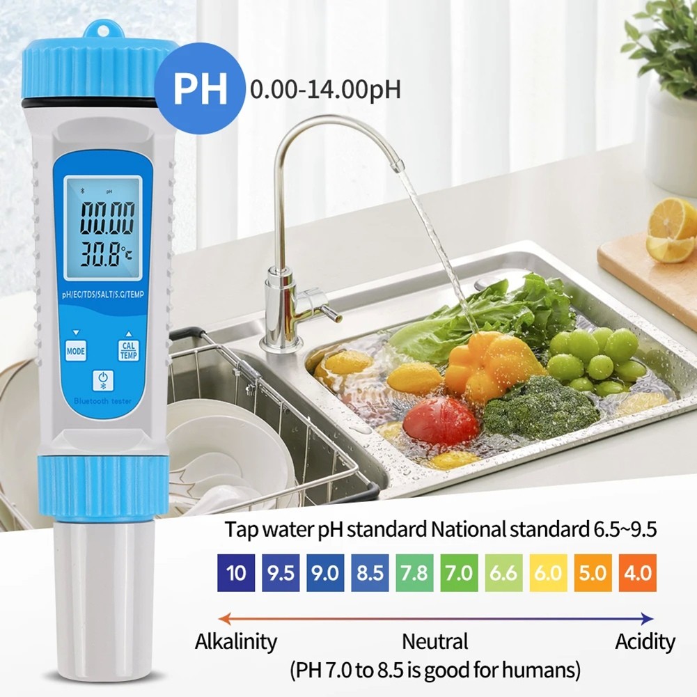 Digital ‘Water Bluetooth 6 in 1 TDS Meter EC TDS SALT Temperature Tester7903