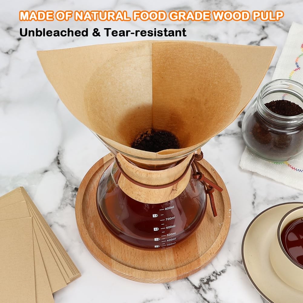 BYKITCHEN Pre-folded Pour Over Coffee Filter, Natural 50pcs-8inch,