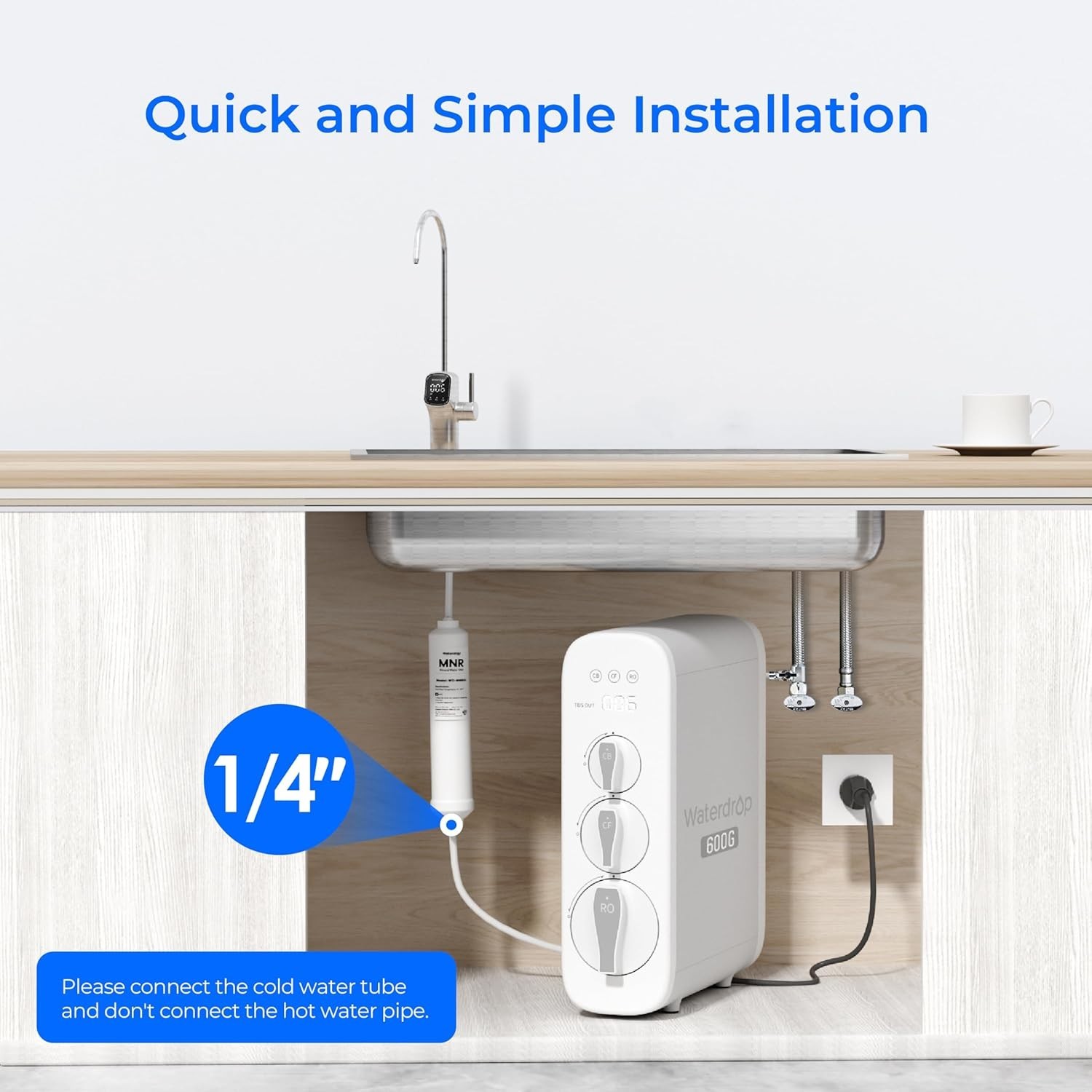 Waterdrop WD-N1-CF Filter,Replacement for WD-N1-W Reverse Osmosis System