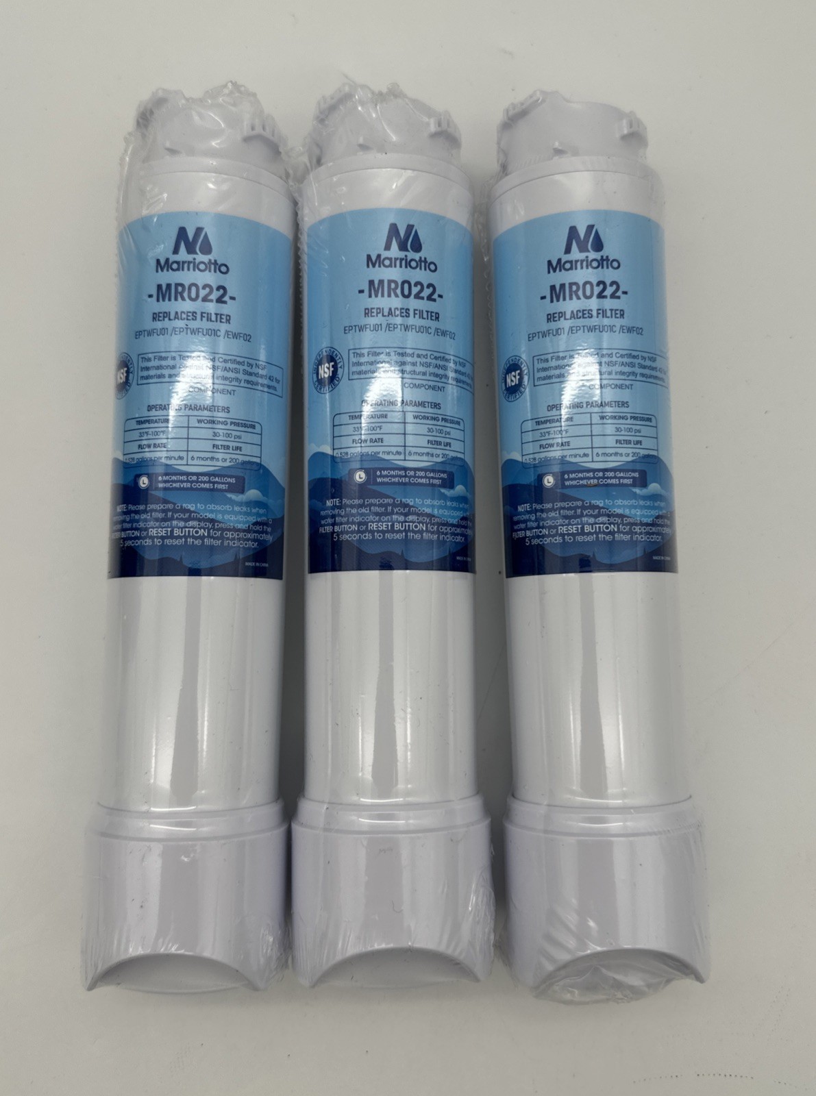 3-Pack MARRIOTTO EPTWFU01 Replaces Ultra II Refrigerator Water Filter New