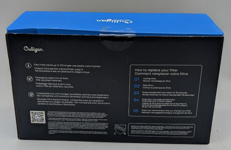 Culligan with ZeroWater Technology Water Filter 5-Stage Advanced 3 Pack NOB