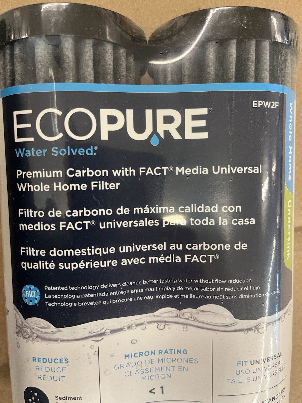 EcoPure EPW2F Premium FACT Universal Whole Home Filter (2 Pack), Dark Gray/Black