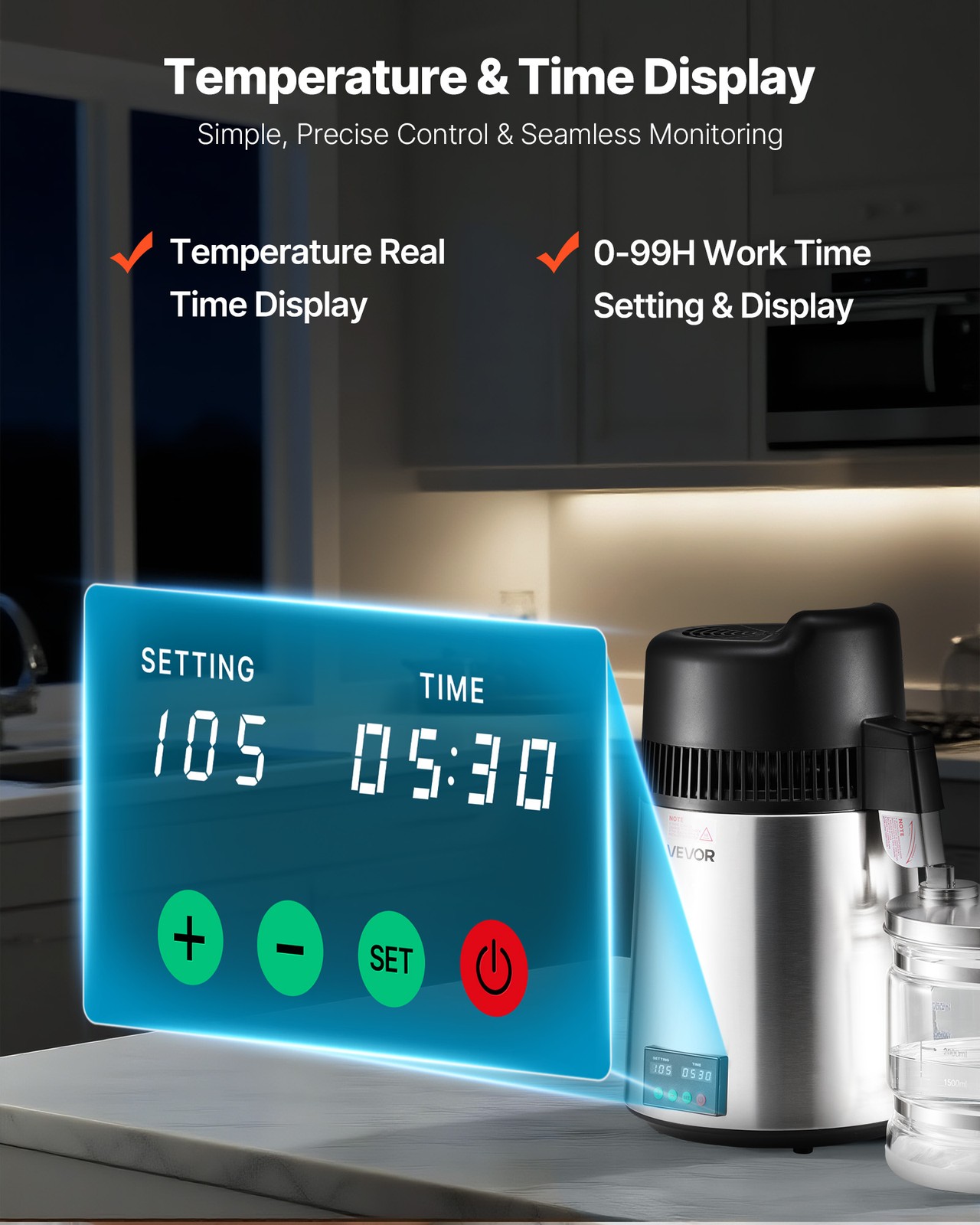 VEVOR 6L Water Distiller Home Countertop Purifier Machine 900W Stainless Steel
