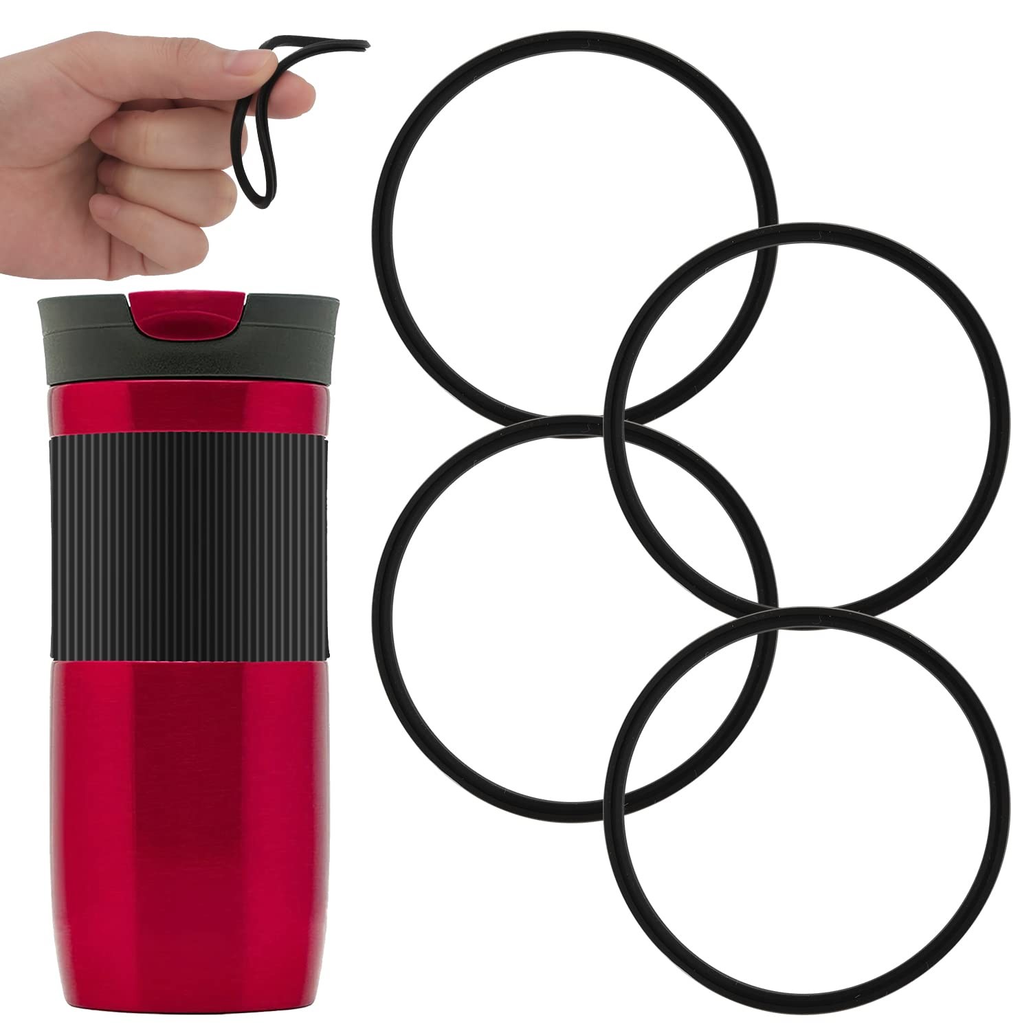 4pcs Replacement Rubber Lid Seals Compatible with 16 & 20 oz Contigo…
