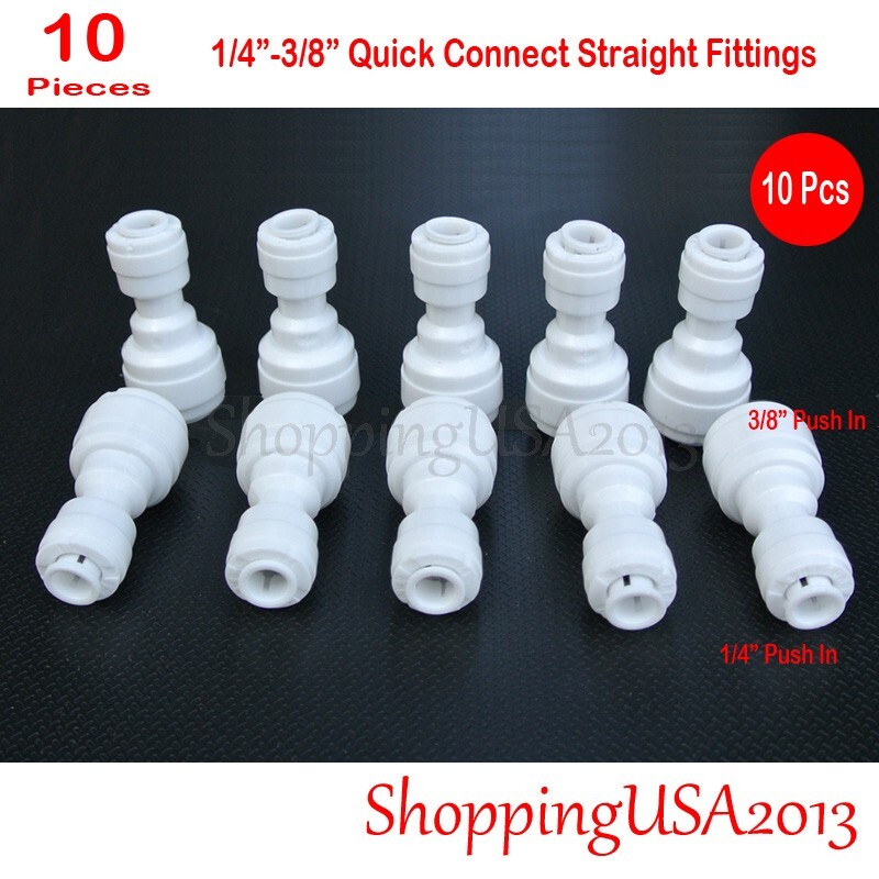 10Pcs 1/4-3/8 Quick Connect Straight Fitting Connector Push In Water Filter