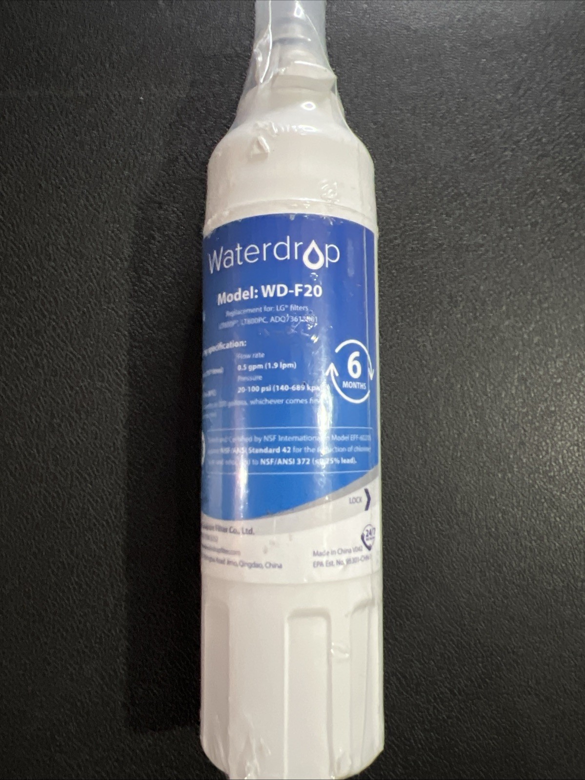 WaterDrop WD-F20 LG Refrigerator Water Filter for LT800P LT800PC ADQ73613401