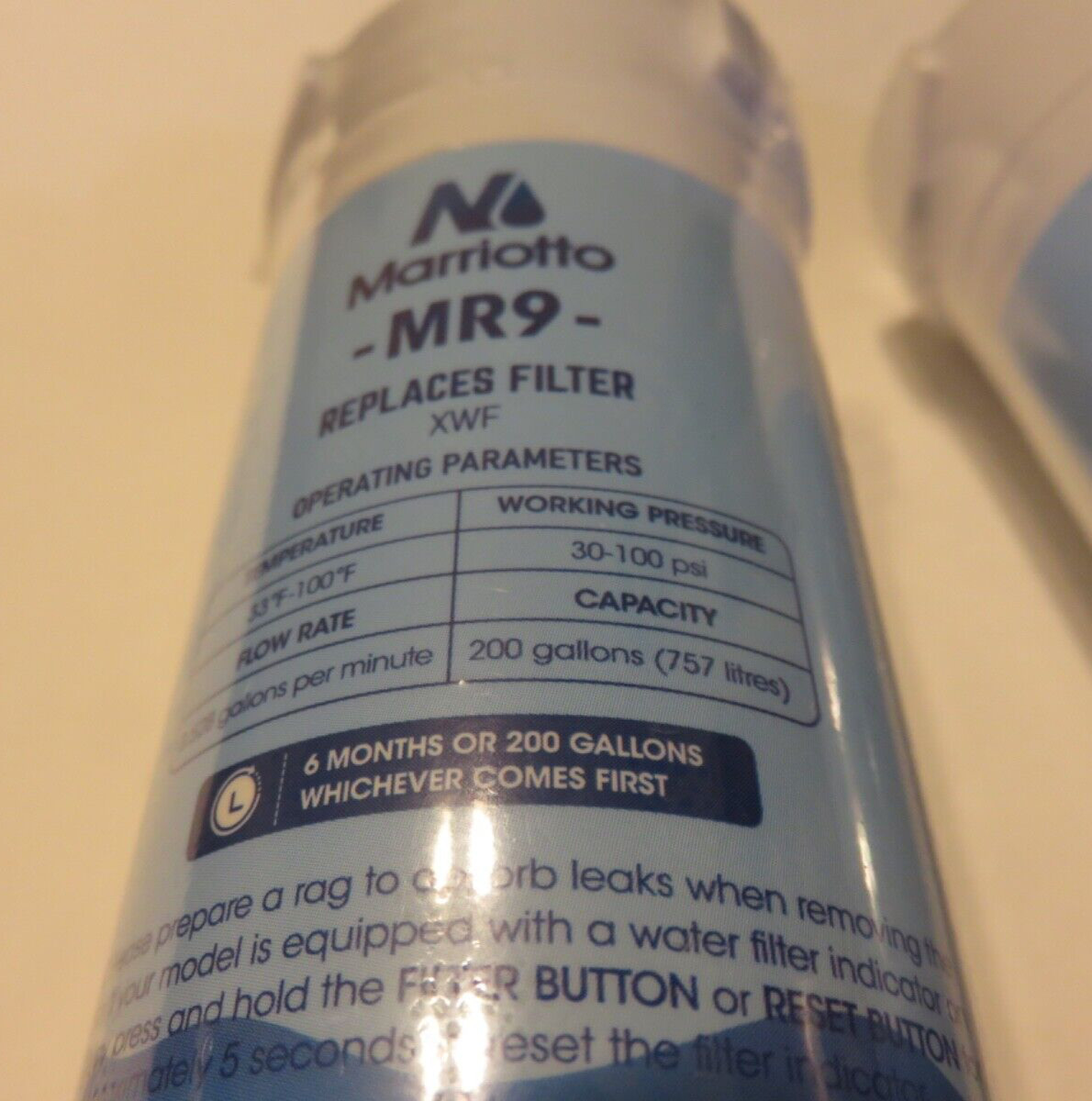 2 Pack MARRIOTTO MR9 Refrigerator Water Filter Replacement for GE XWF NEW/SEALED