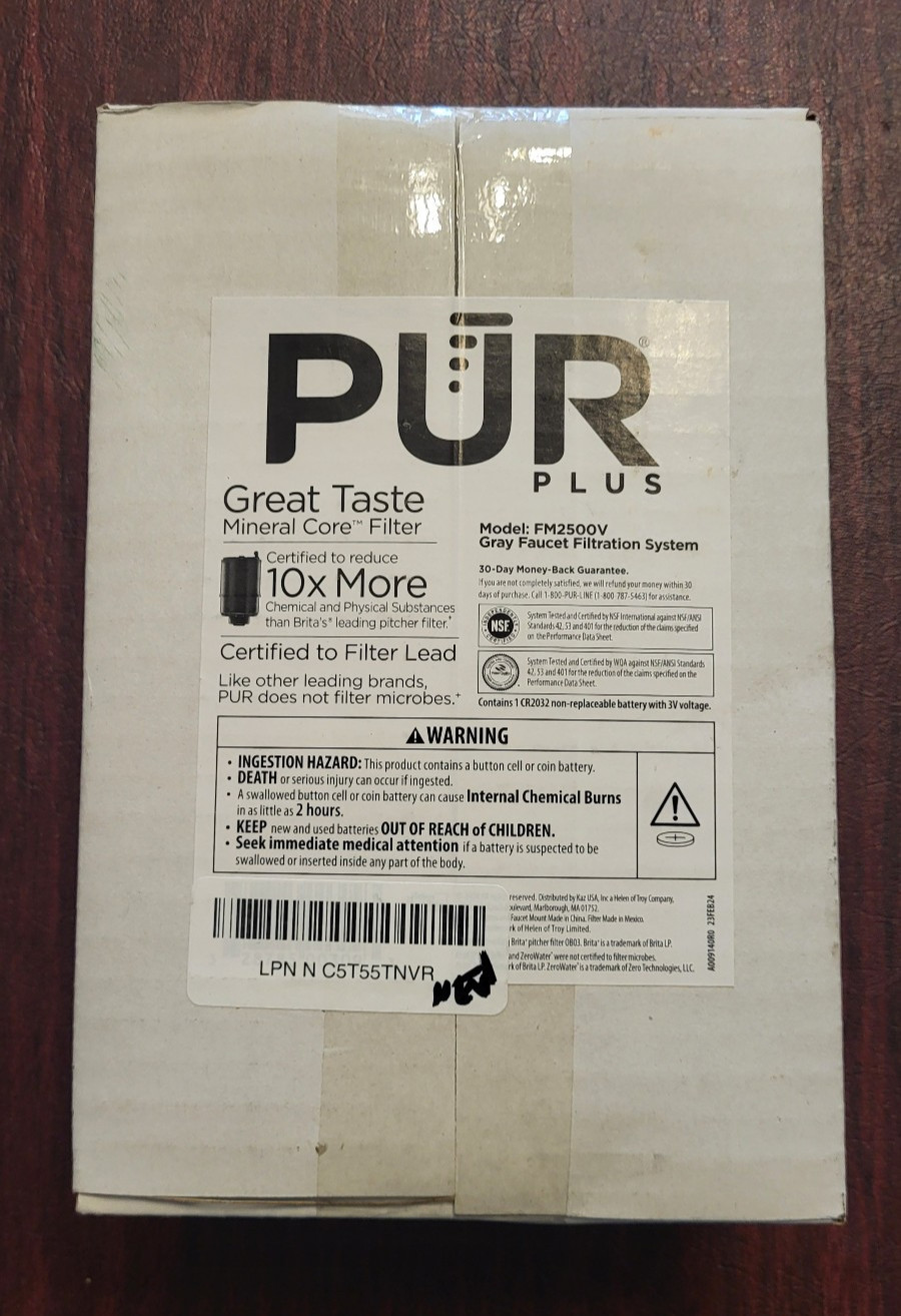 PUR PLUS Vertical Faucet Mount Water Filtration System FM2500V Gray