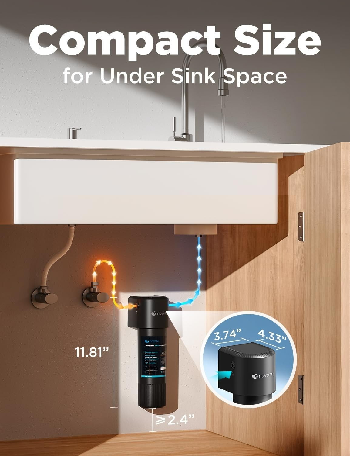 Under Sink Water Filter, Upgraded 30K Gallons, NSF/ANSI 42 & 372 Certified