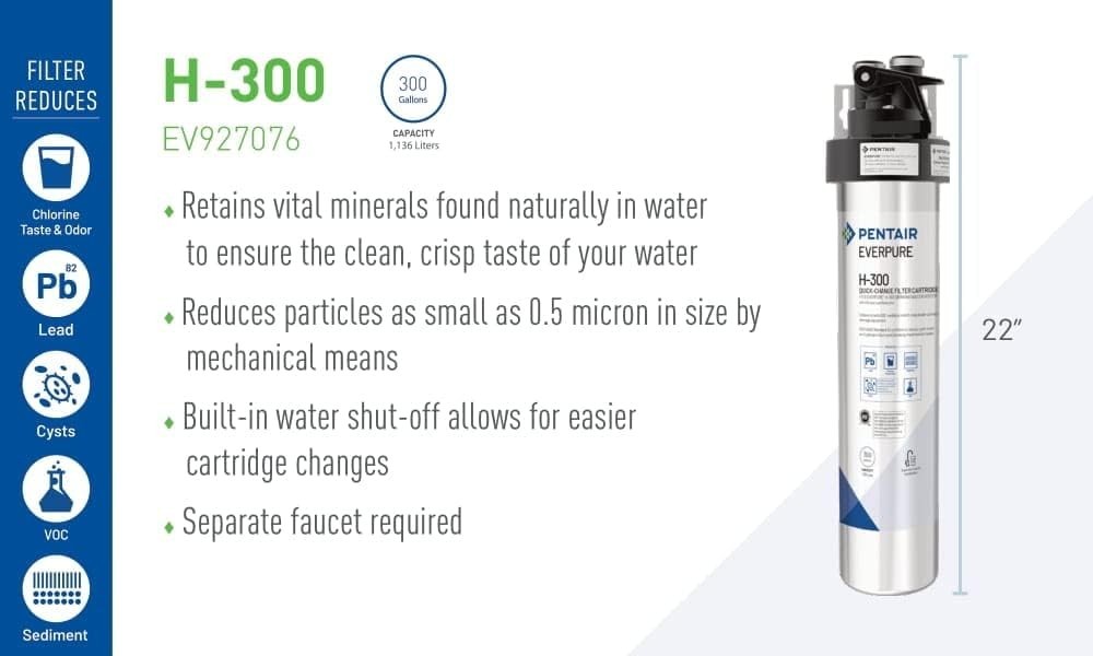 H-300 to NSF Pentair Quick-Change Cartridge, EV927072, Filter Everpure Certified
