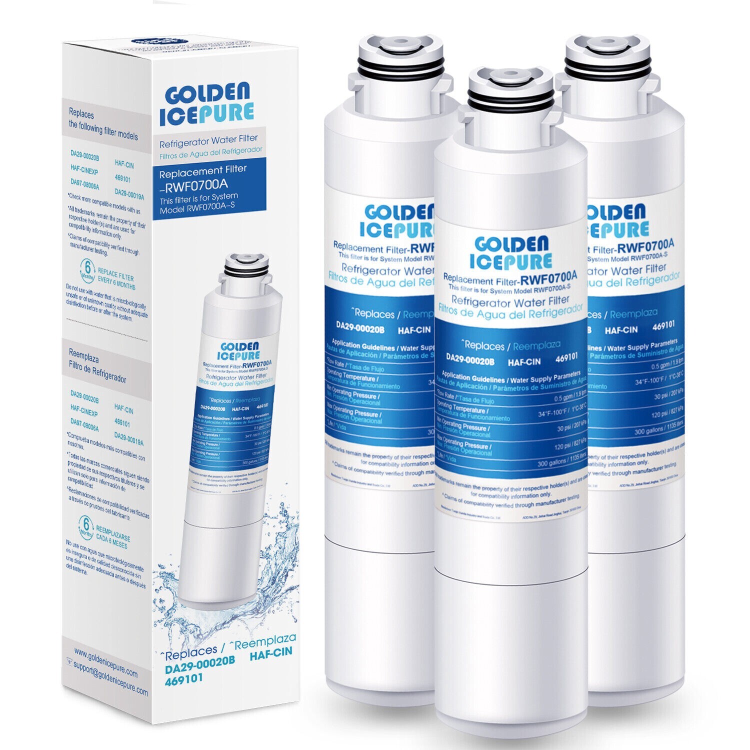 Fit For Samsung RF263BEAEWW/AA RF263TEAEBC/AA RF263TEAESG/AA Water Filter 3 Pack