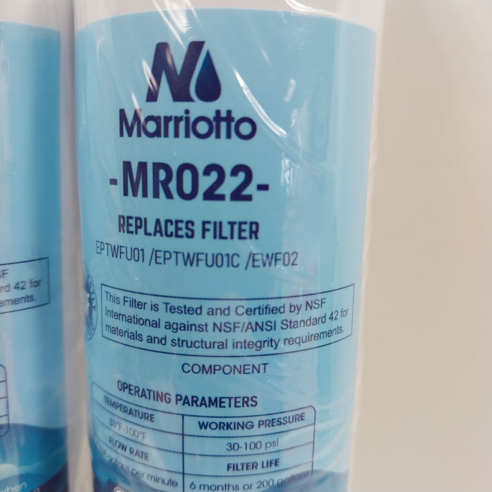 3x Marriotto MR022 Replacement Water Filters New Sealed