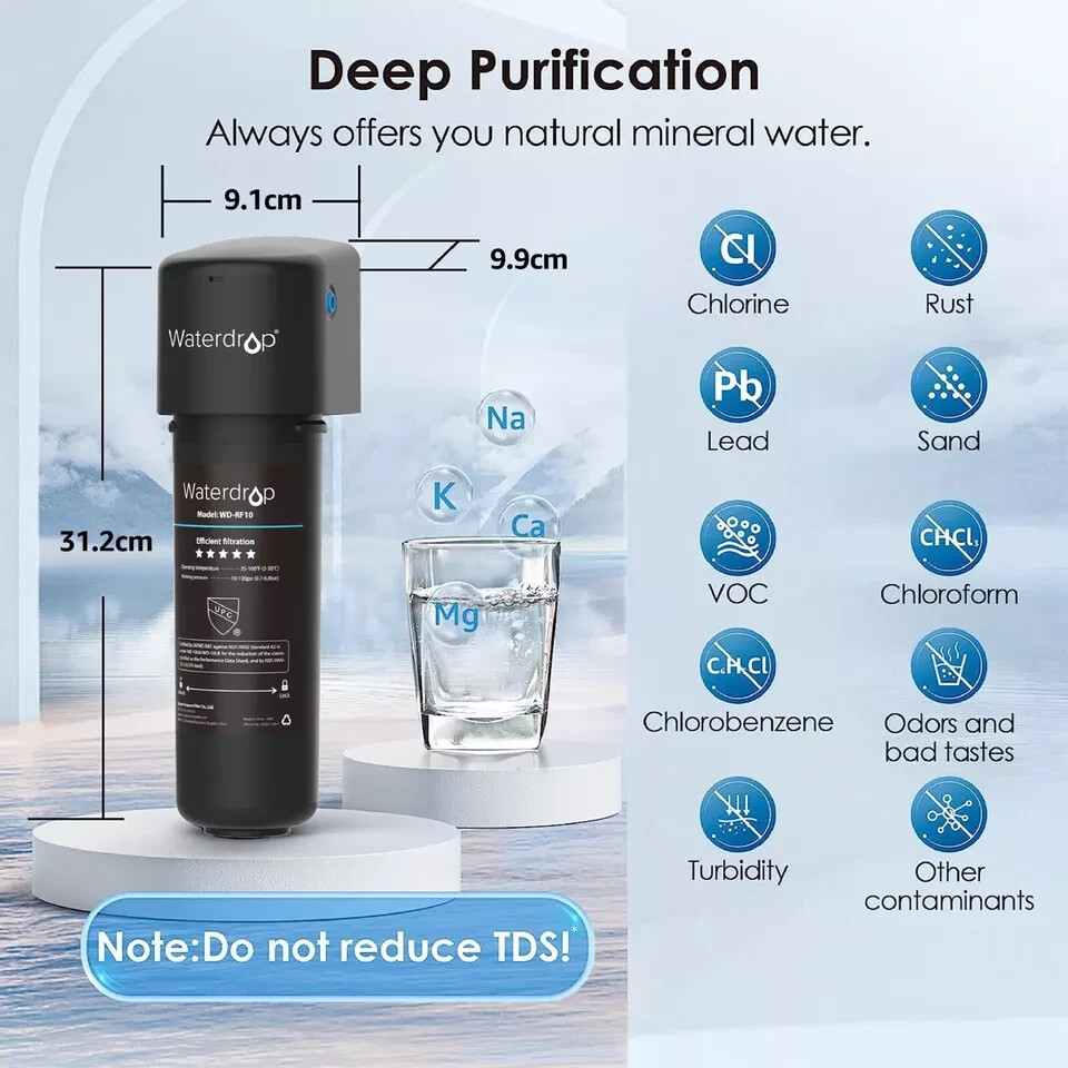 Waterdrop 10UA Under Sink Water Filter System With RF10*2 Water Filter,8000 GAL