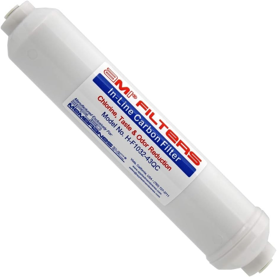 Inline Carbon Water Filter | 10″ Length | 1/4″ Quick Connect In/Out 1/4″ QC |…
