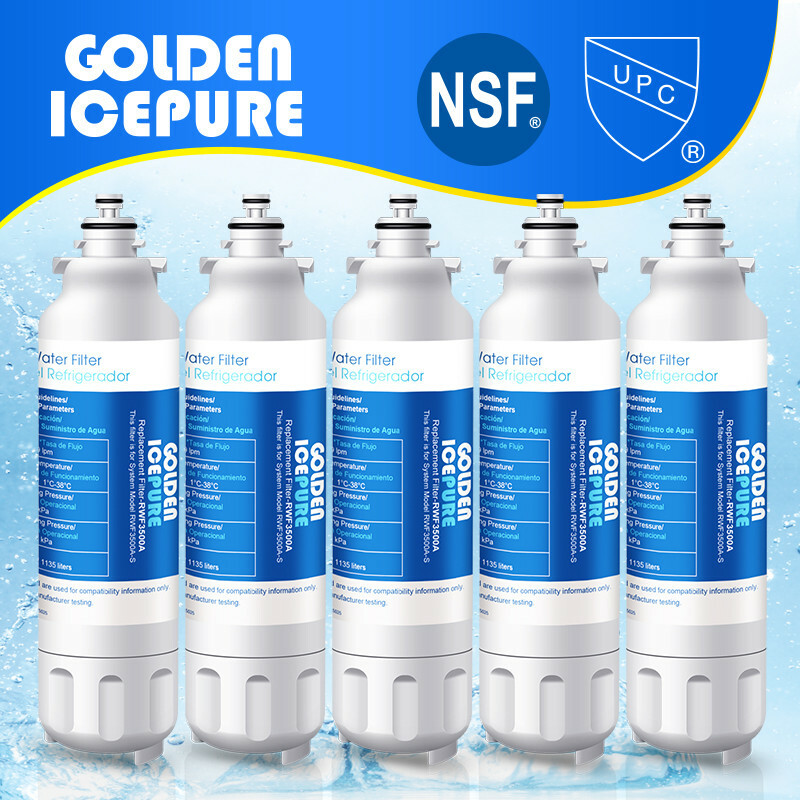 5 Pack Fit LG LT800P Kenmore 9490 ADQ73613401 Refrigerator Water Filter Golden