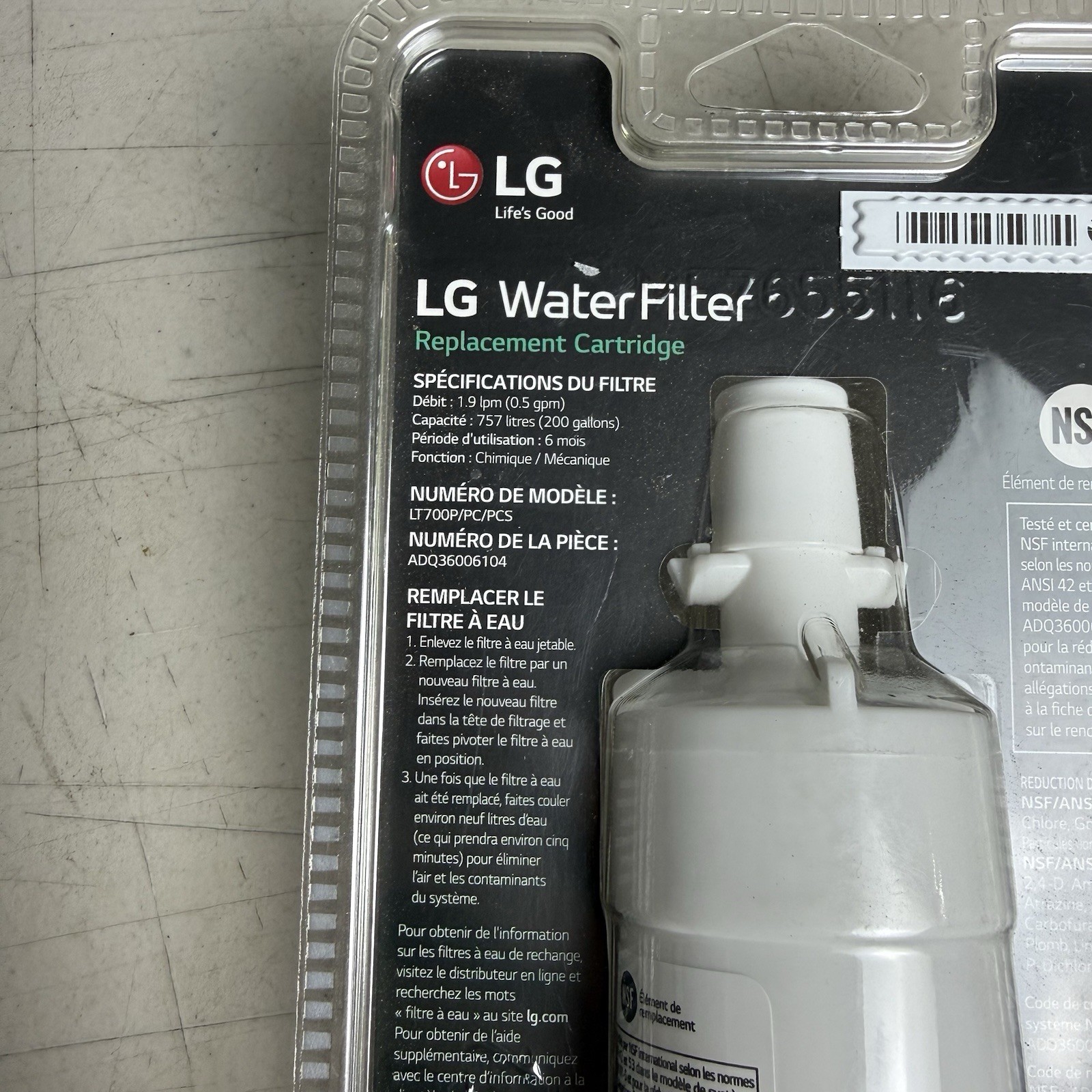 NEW Genuine LG LT700P/PC/PCS Refrigerator Replacement Water Filter ADQ360061