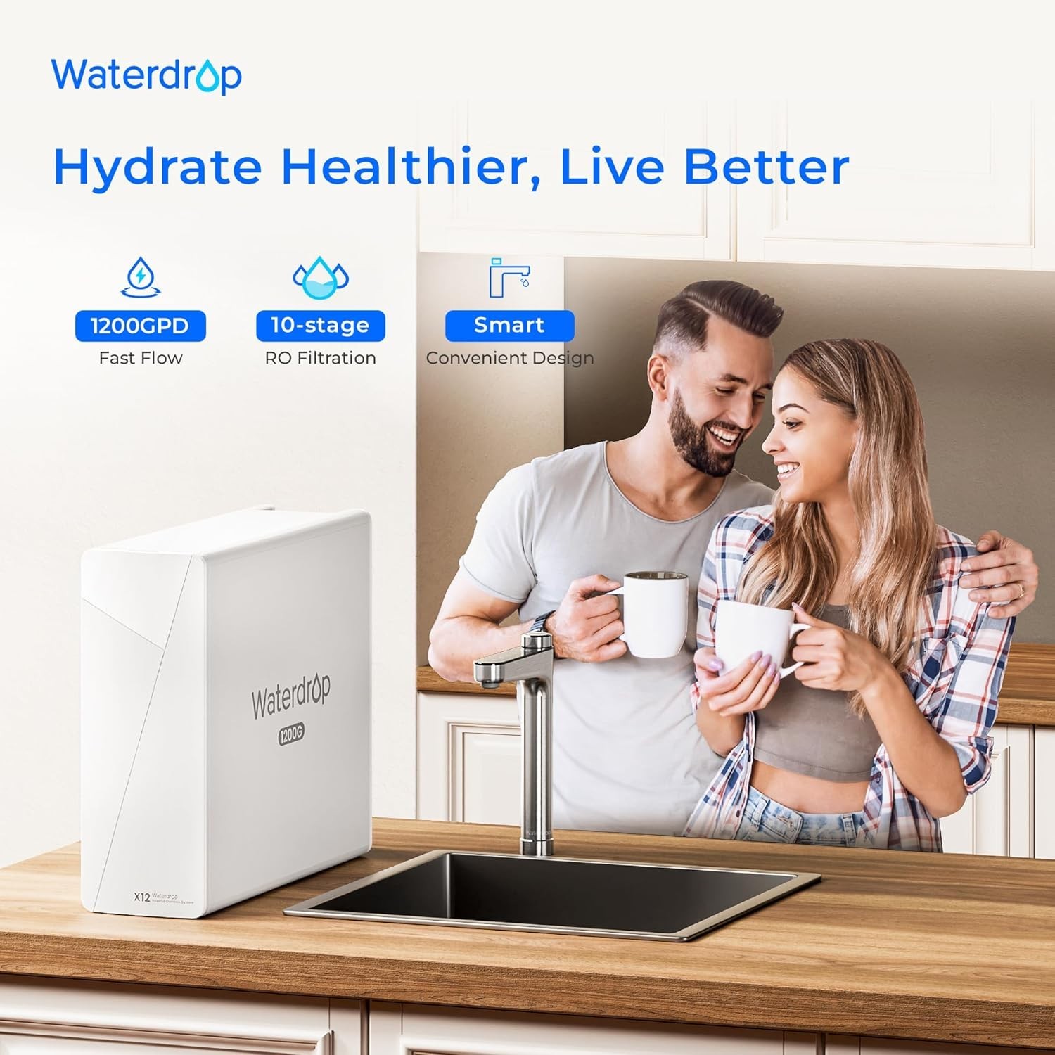 Waterdrop X12-Basic Tankless RO Water Filter,NSF/ANSI 58&372 Certified,BPA Free