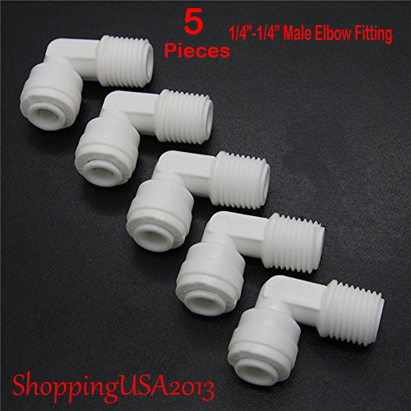5 Pcs 1/4″-1/4″ Male Elbow Fitting Connector Connection Water Filters/RO system