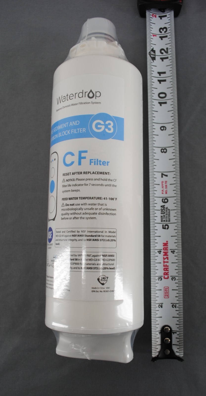 Waterdrop WD-G3-CF Filter Replacement for WD-G3-W WD-G3P600 and WD-G3P800-W