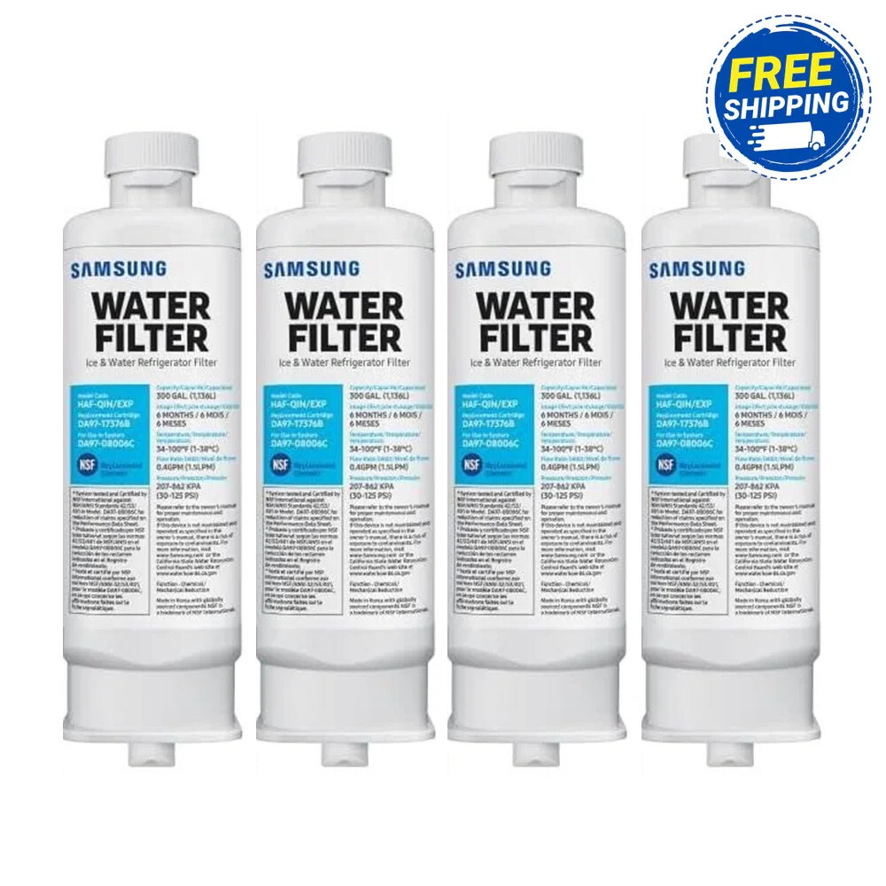 4 PACK Genuine Samsung DA97-17376B HAF-QIN/EXP REFRIGERATOR Water Filter