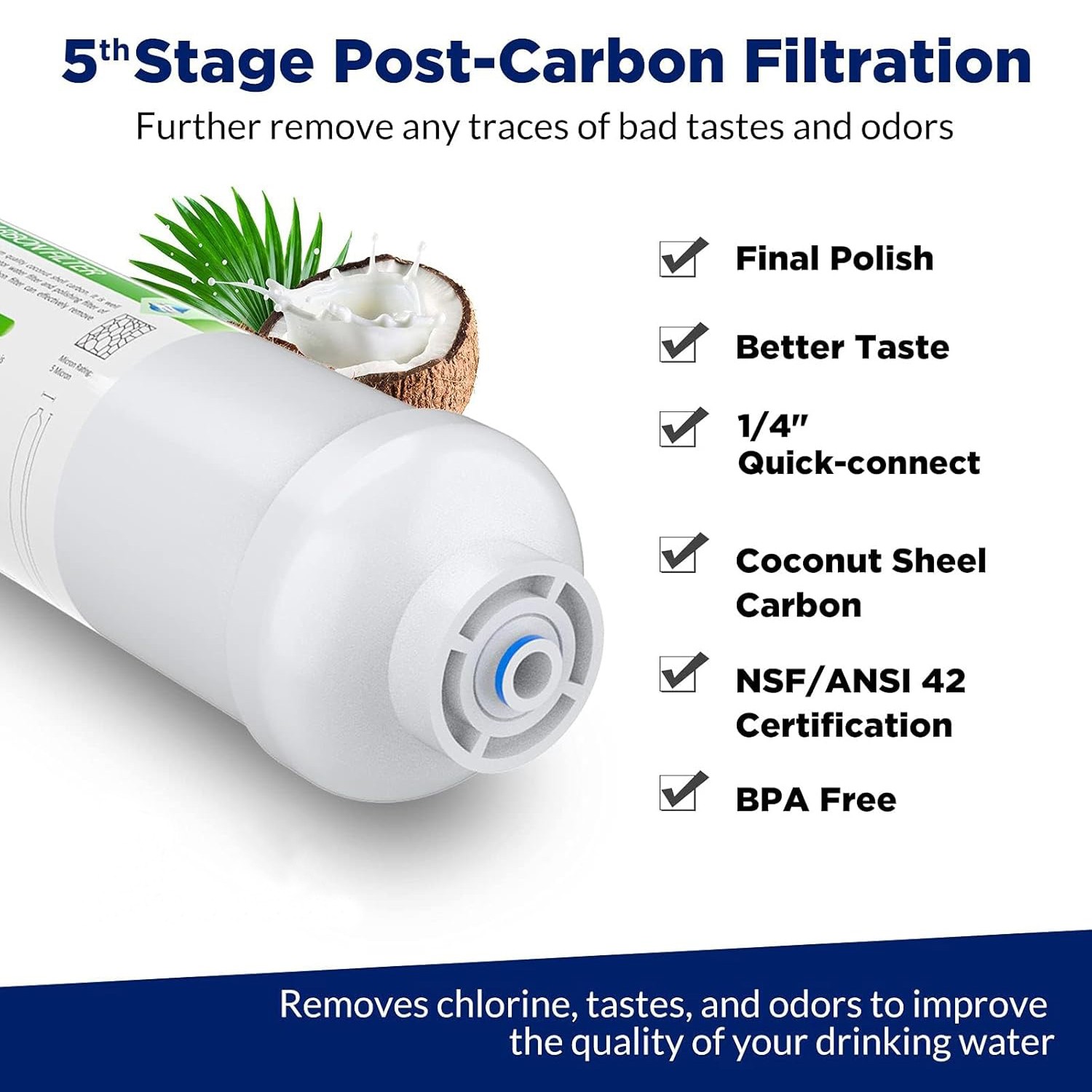 5-Stage Undersink RO Drinking Reverse Osmosis System Water Filter 1/2/3-Year Set