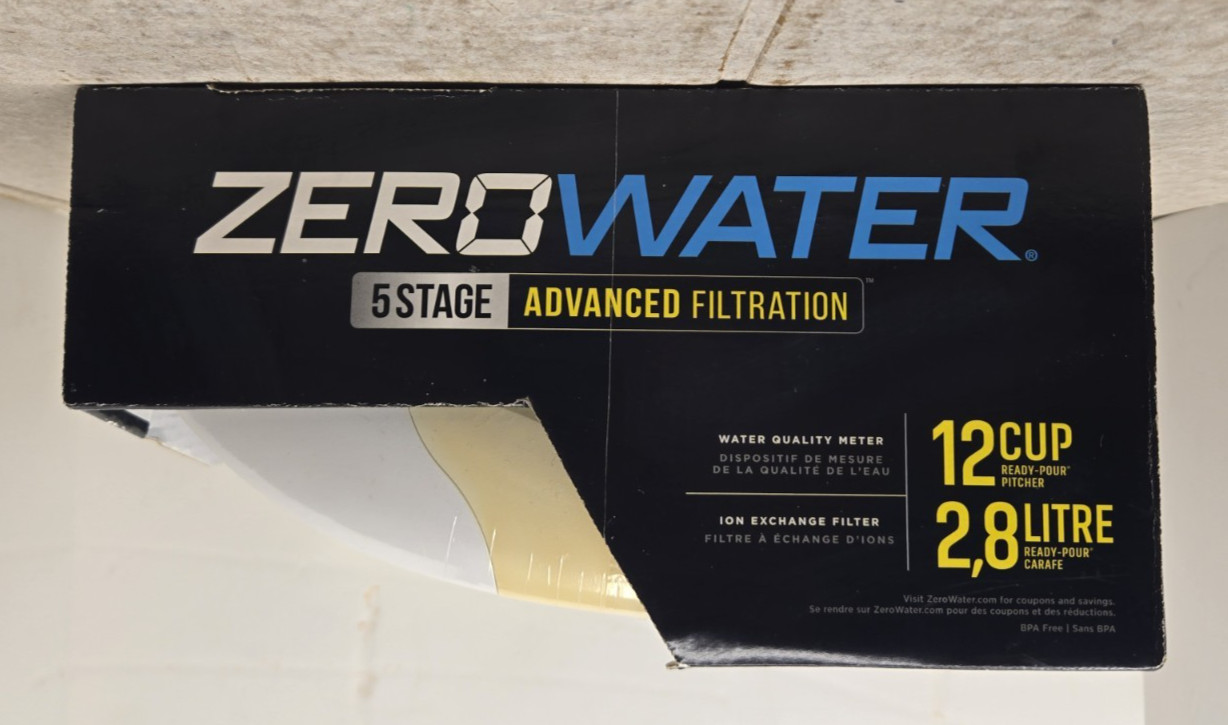 ZeroWater 5 Stage Advanced Filtration 12 Cup Water Pitcher No Meter