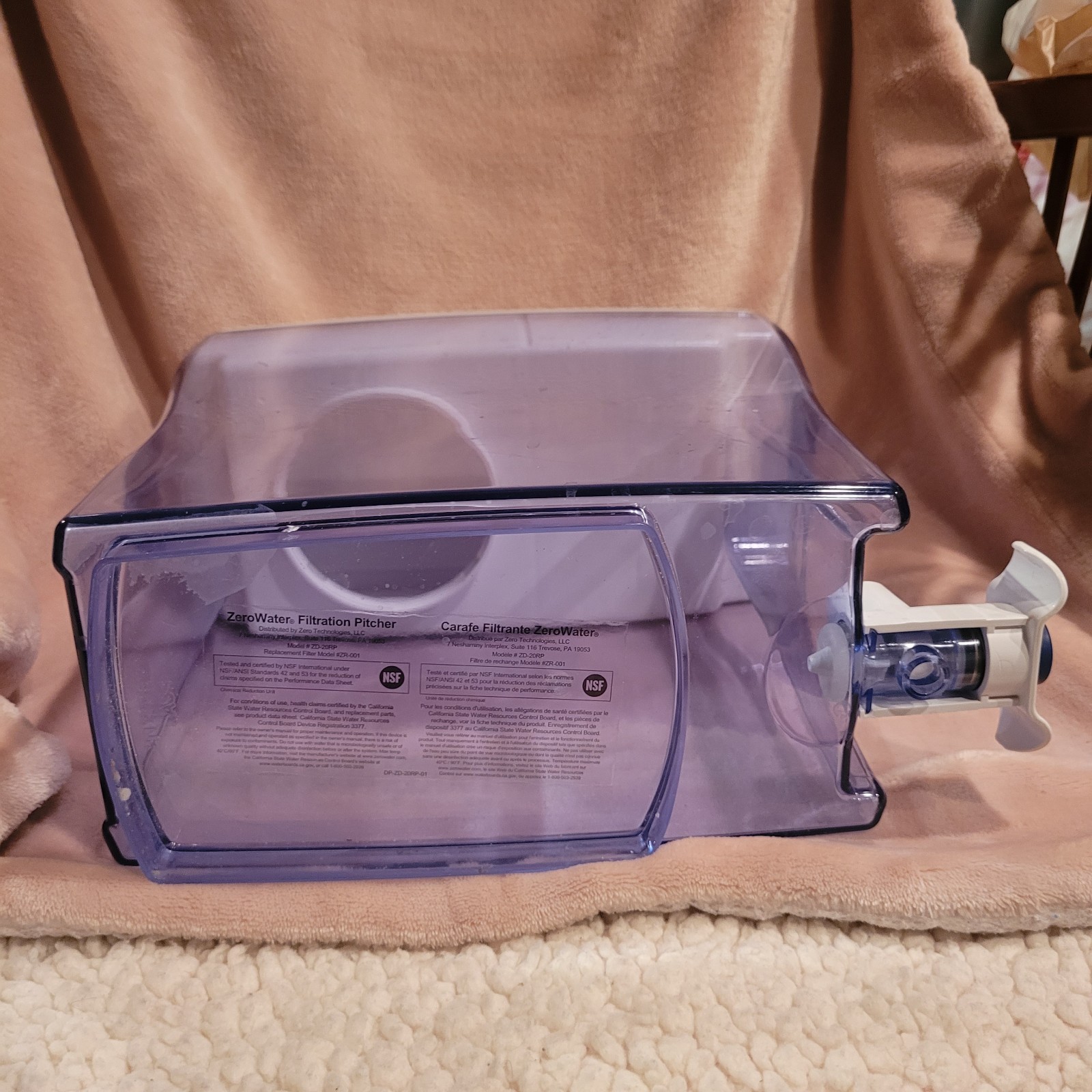 Zero Water Filtration Pitcher Only Dispenser Filtered Health Wellness No Filter