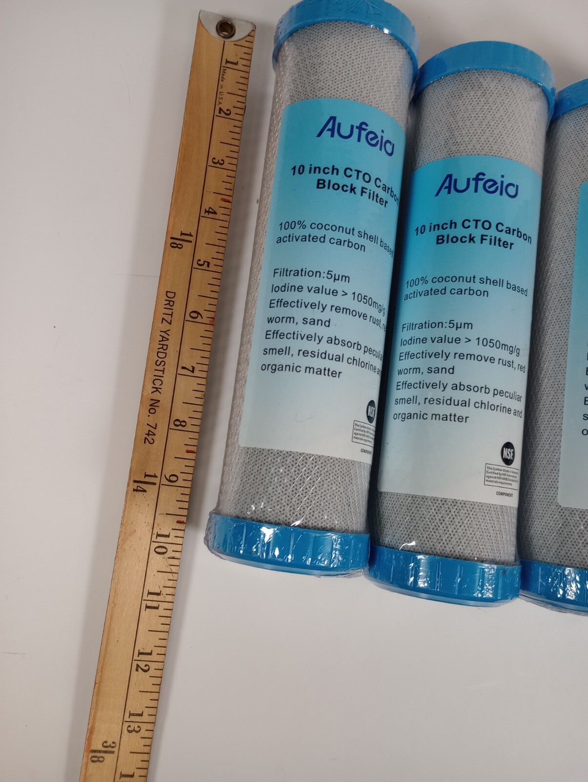 Aufeia 10 in x 2.5 in CTO carbon block filter Replacement for Whole House RO 5μm