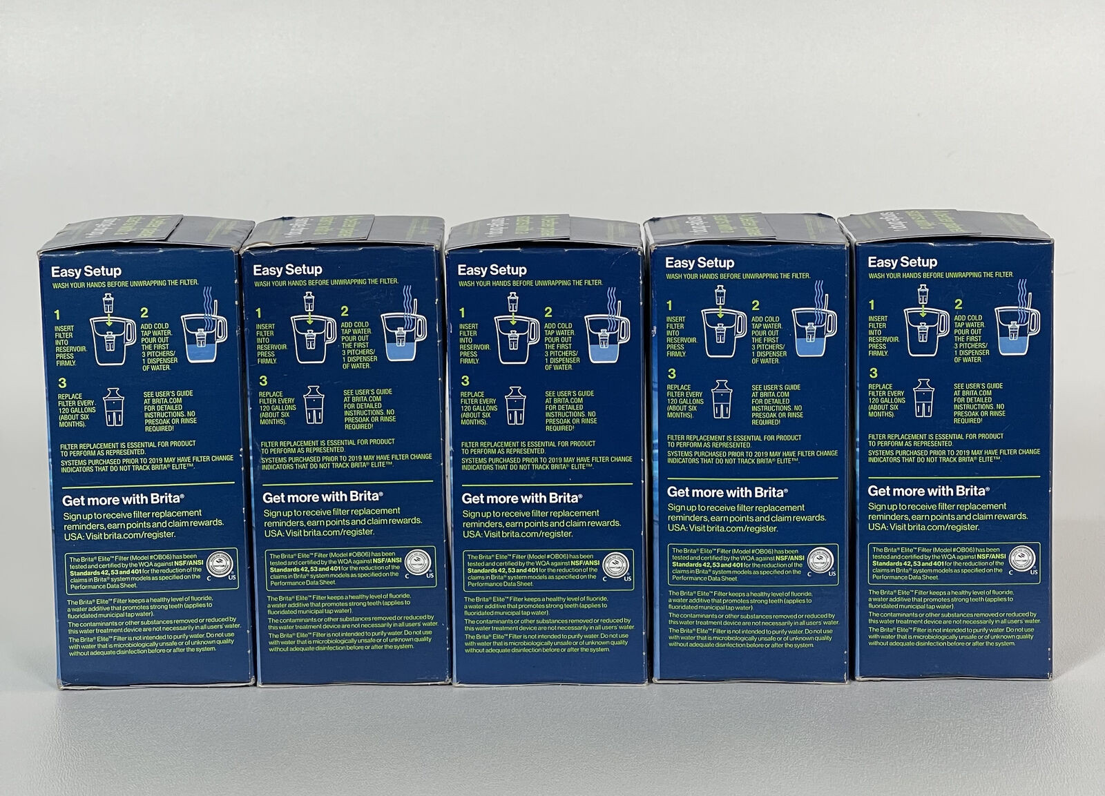 (Pack of 5) Brita Elite Replacement Filter for Brita Water Pitchers (OB06) – New
