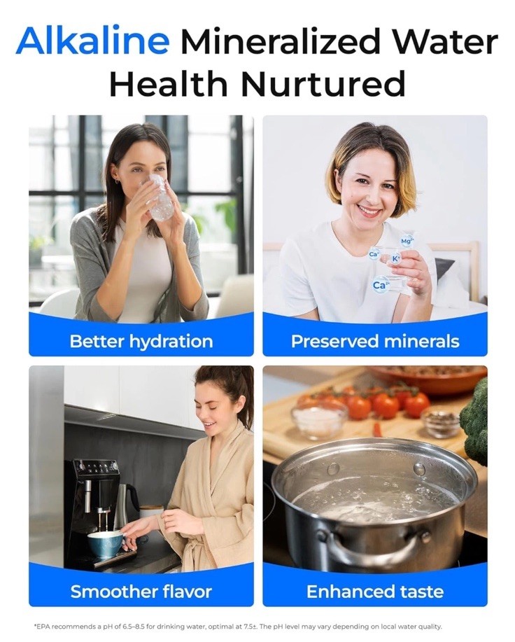 Waterdrop G5P500 Alkaline Mineral Ph+ Reverse Osmosis Water Filter, NSF/ANSI 58