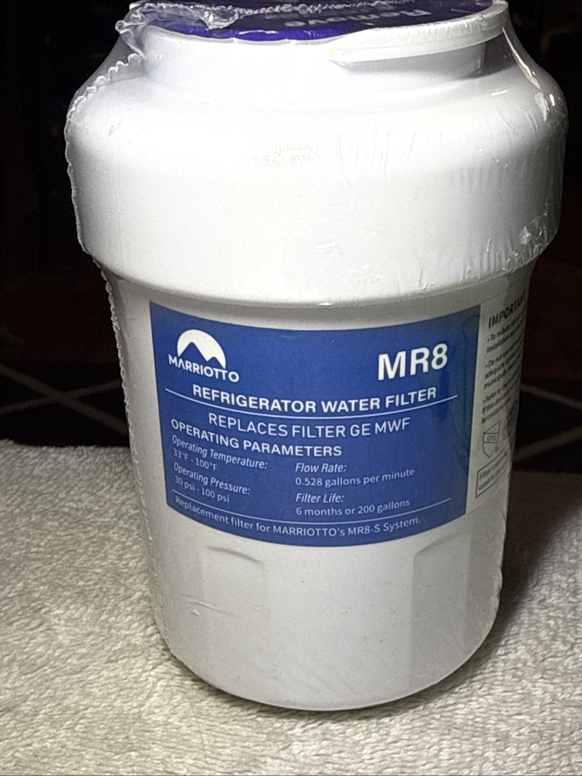 Refrigerator Water Filter MARRIOTTO MR8 GE MWF