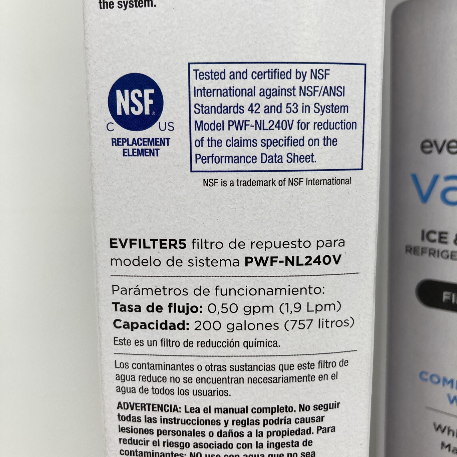 Lot Of 2 EveryDrop Value EVFILTER5 Ice And Water Refrigerator Filter 5