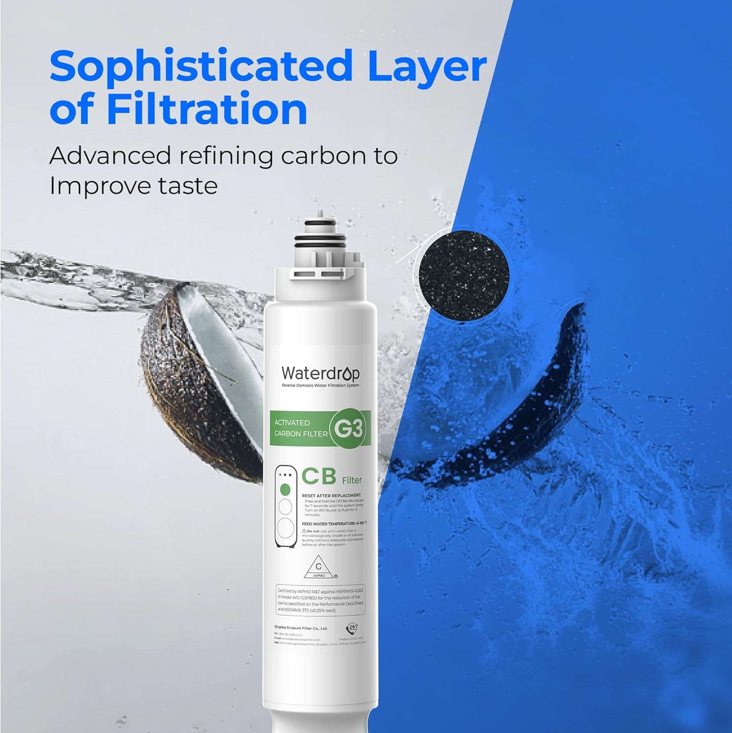 Replacement RO Water Filter 1 Year Combo Pack 2 CF & 1 CB Cartridge WD-G3 NSF