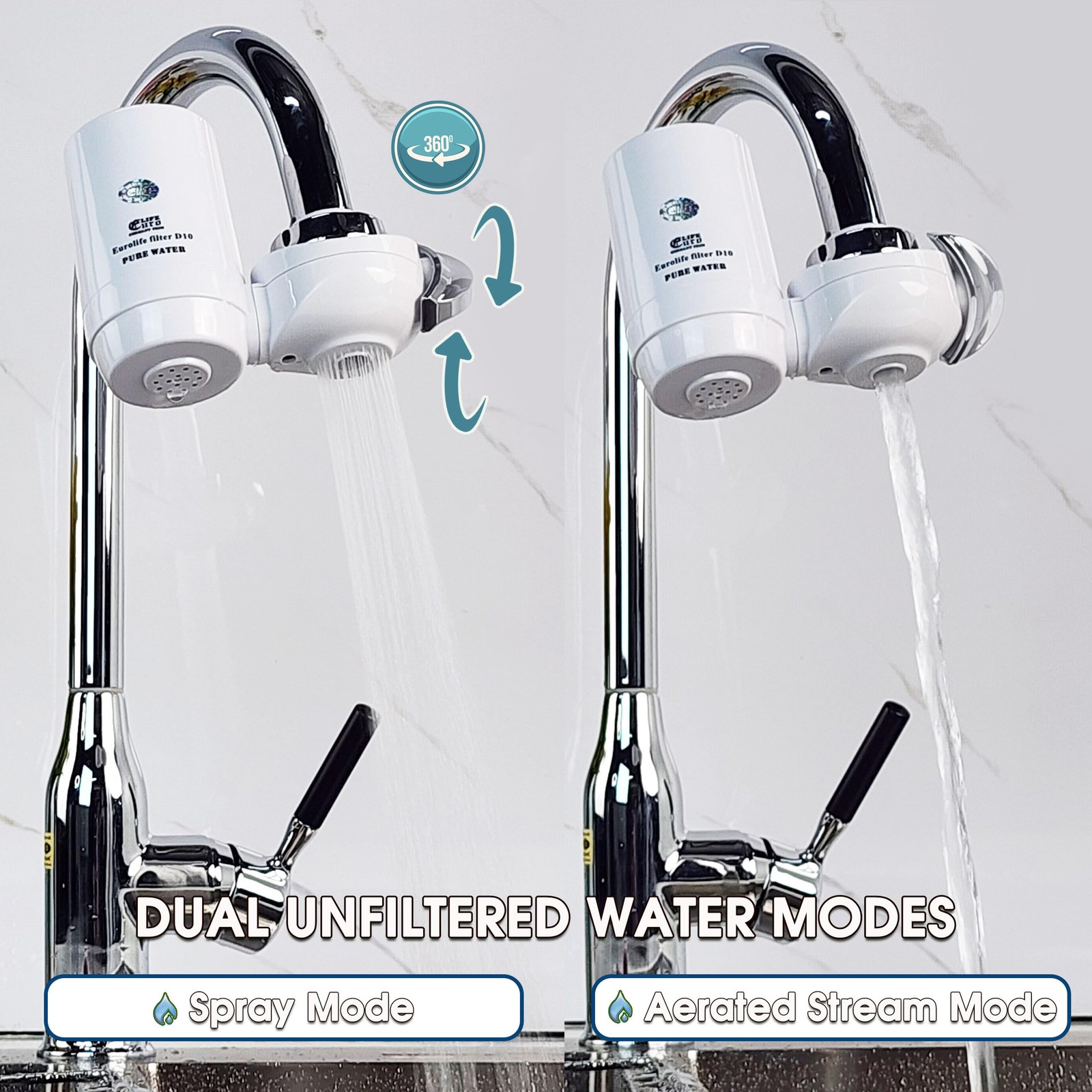 Faucet Mount Water Filtration System, BPA-Free Faucet Water Purifier for Sink…