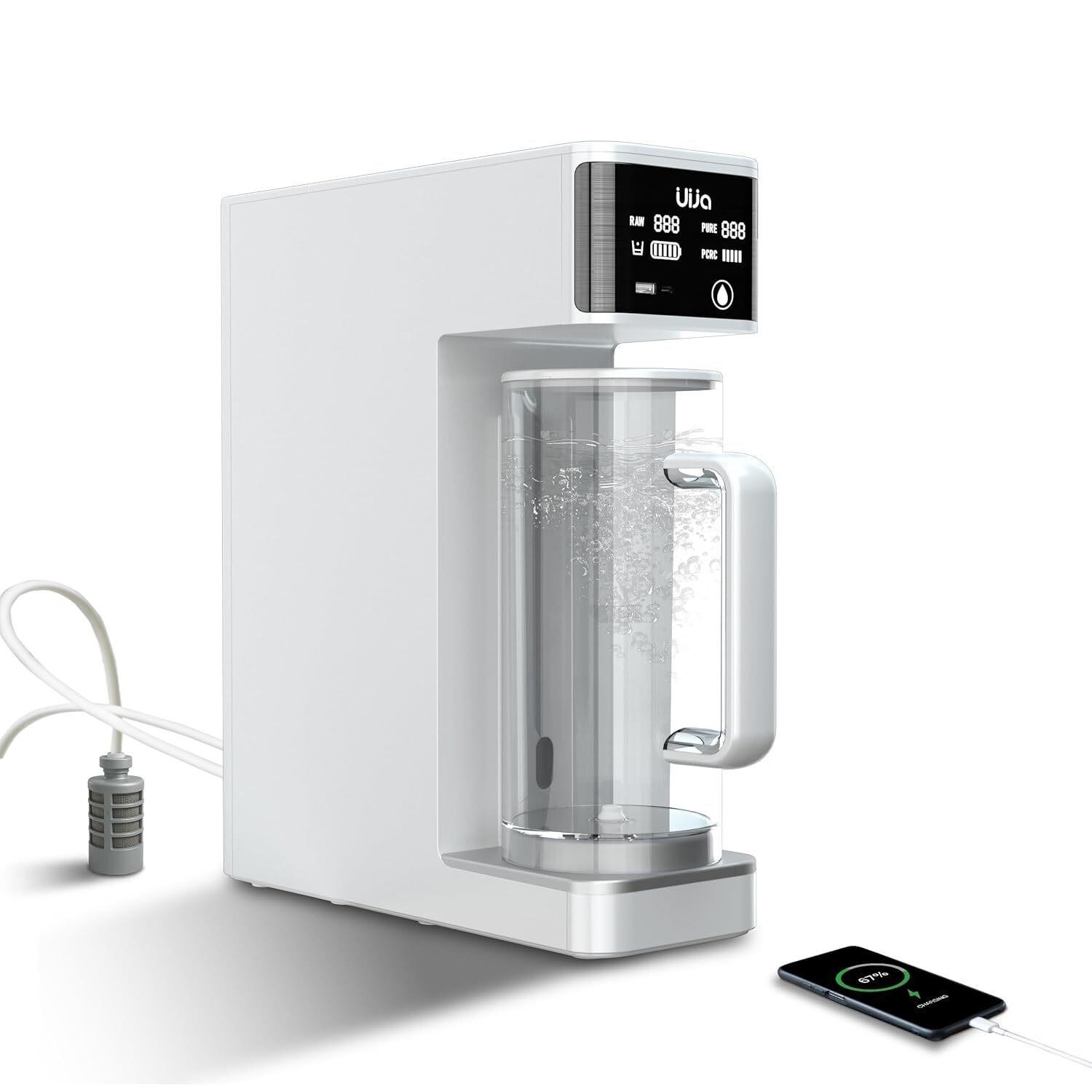 Reverse Osmosis Countertop Water Filter Portable 5-Stage White Built In Battery