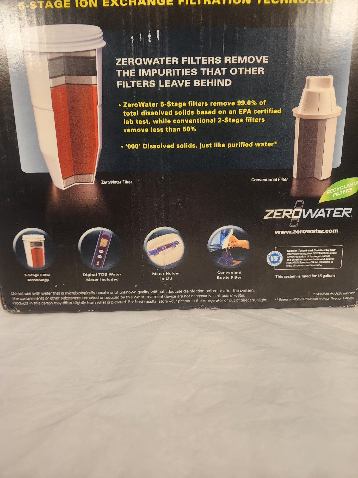 10-cup ZeroWater Pitcher ZP-010 Advanced 5-Stage ION Exchange Filtration Pitcher