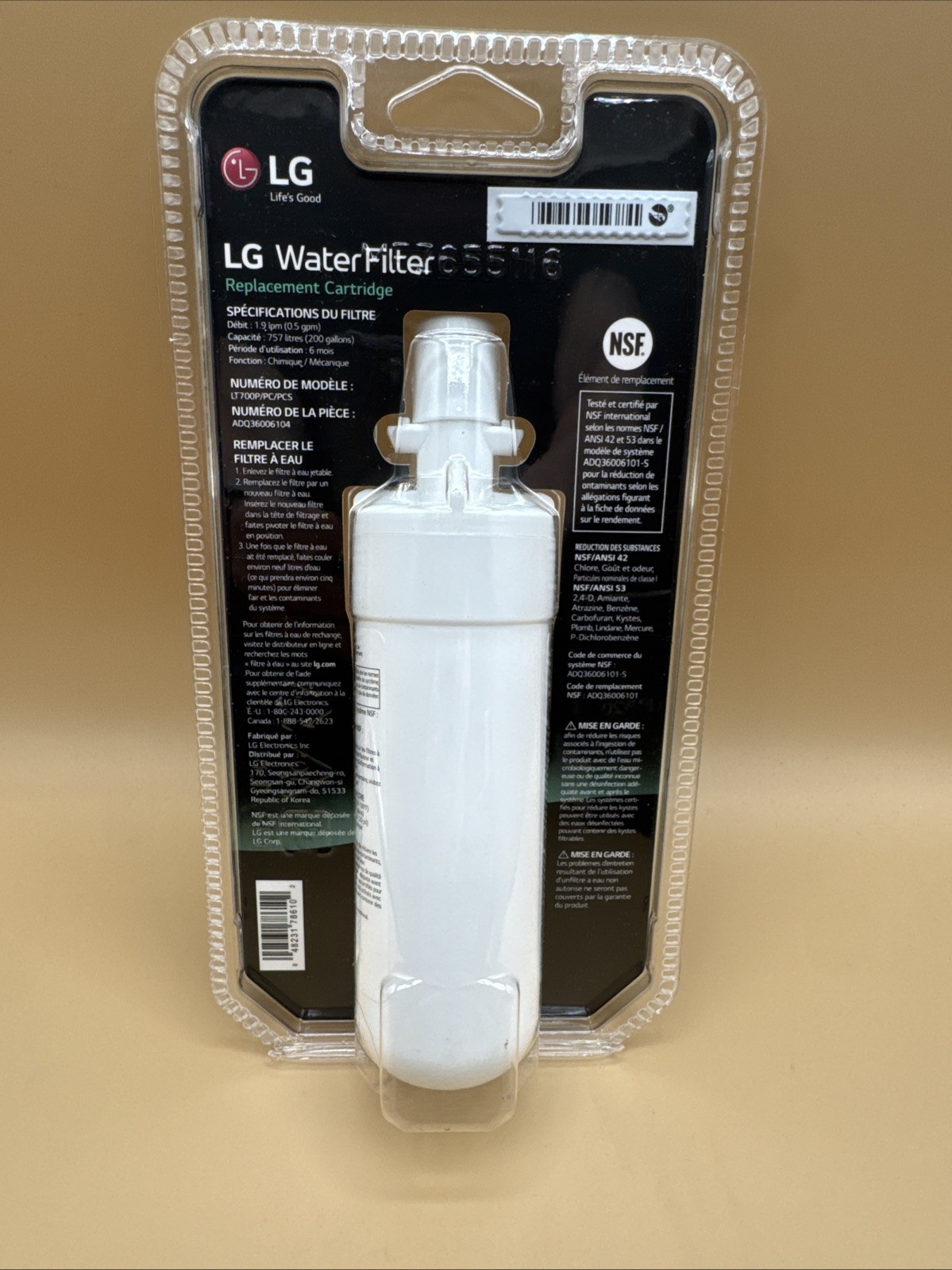 NEW Genuine LG LT700P/PC/PCS Refrigerator Replacement Water Filter ADQ36006104