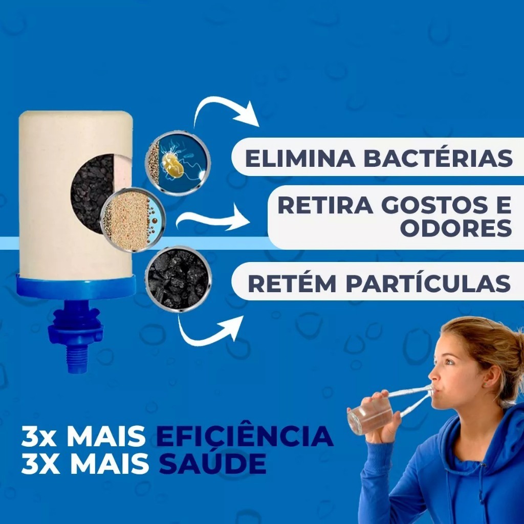 Filtro de barro 12 Litros (6+6) Completo com duas Velas Tripla Ação- São Pedro