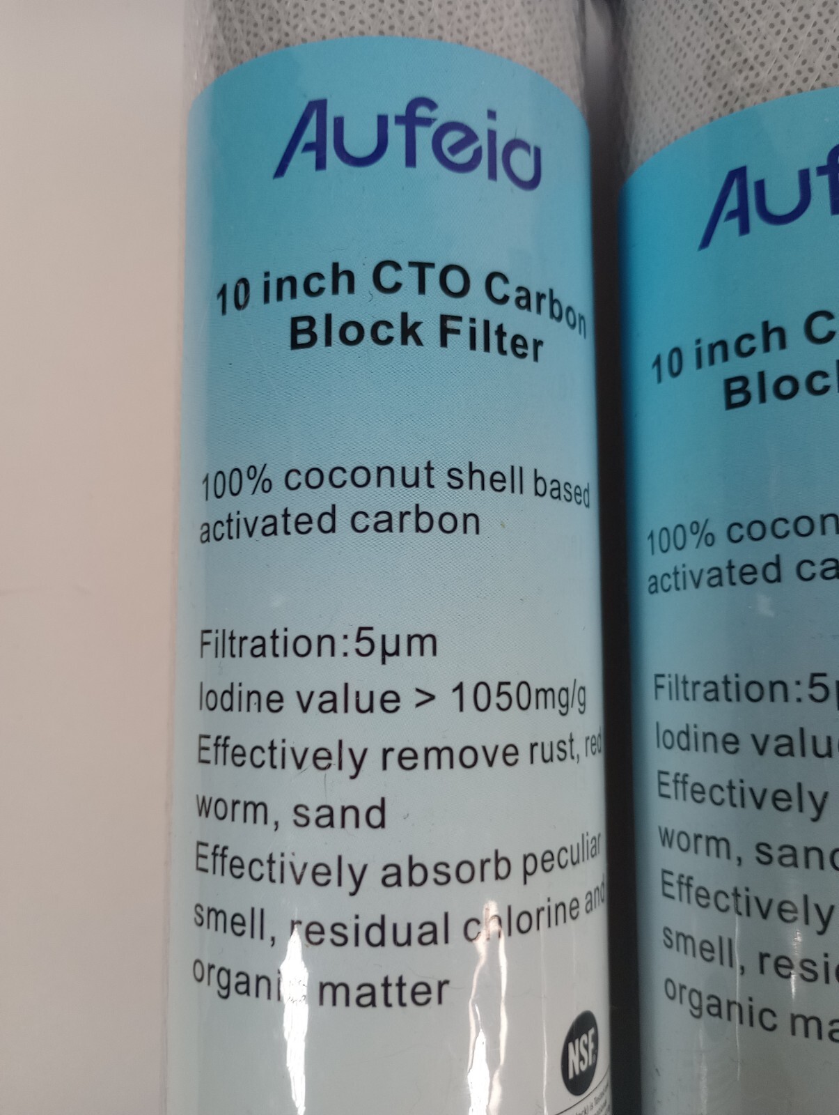 Aufeia 10 in x 2.5 in CTO carbon block filter Replacement for Whole House RO 5μm