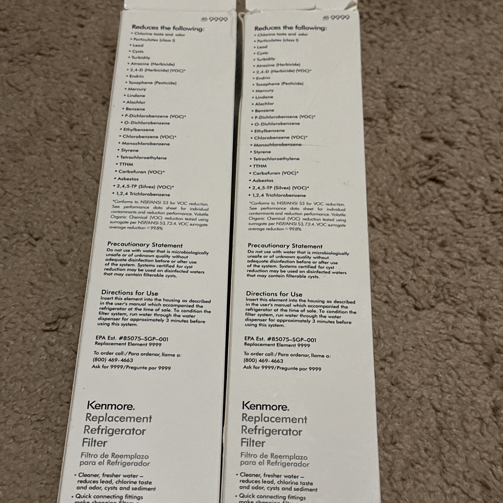 Lot of 2 Kenmore 46-9999 Refrigerator Replacement Filters T24
