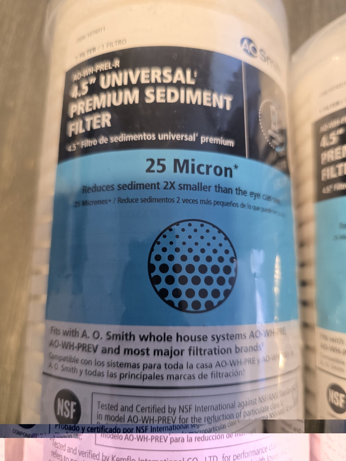 AO Smith Filter 4.5″ Universal Sediment Filter 25 Micron AO-WH-PREL-R Pack Of x4