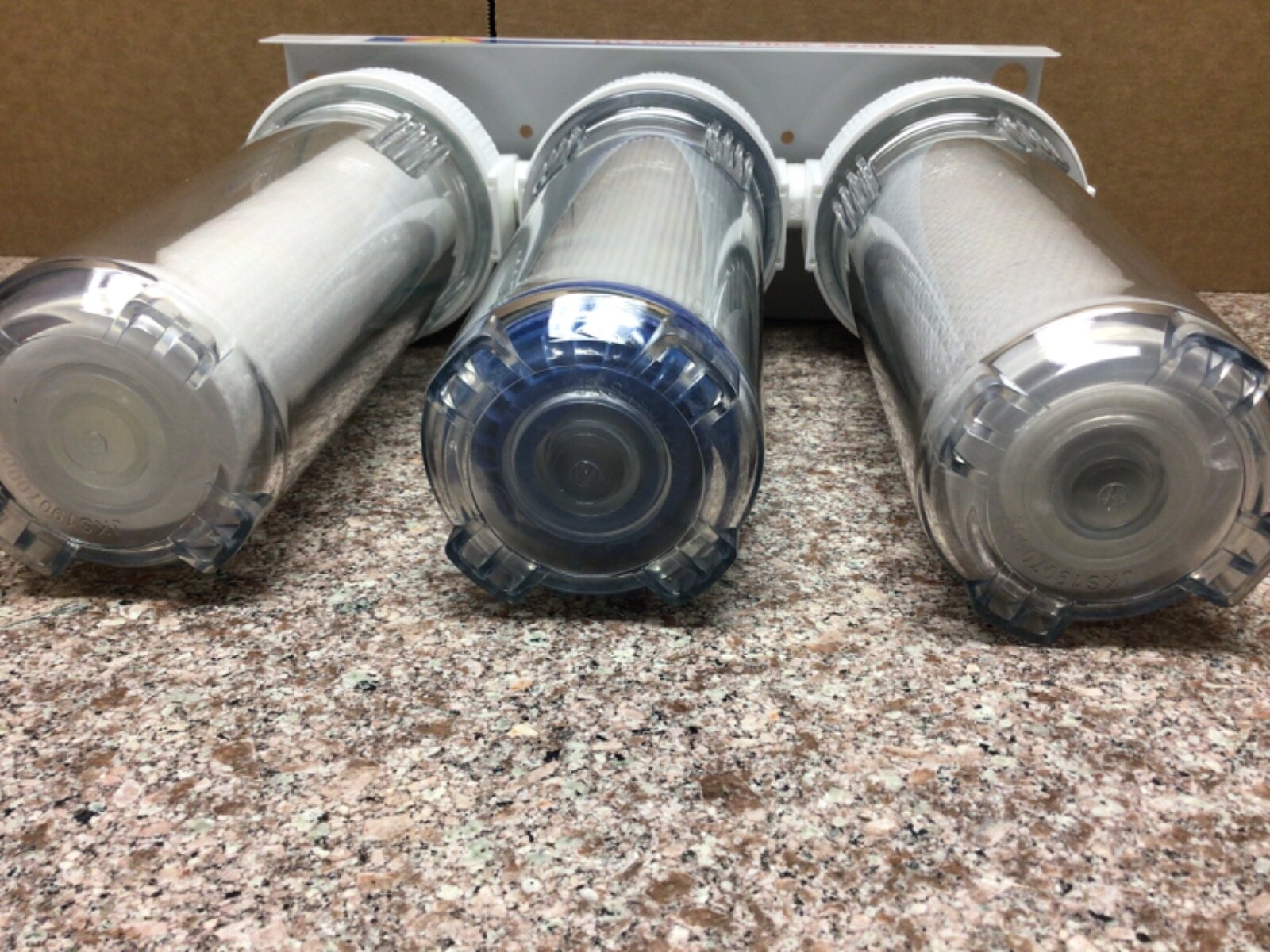 3 Stage RV Water Filter System Clear Housings, Clean Water 3/4” Hose Fitting’s