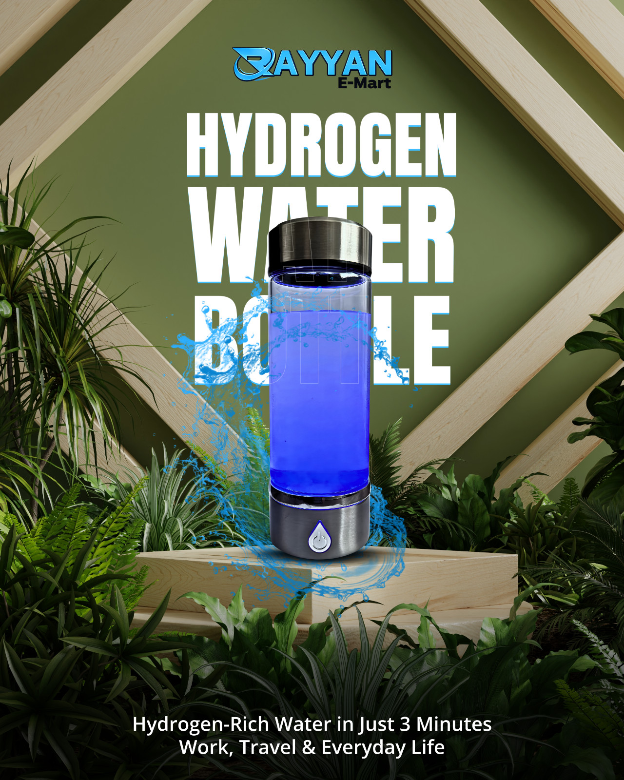 H2 Hydrogen Portable Water Bottle, Meets Style and Well-Being, Refine Water