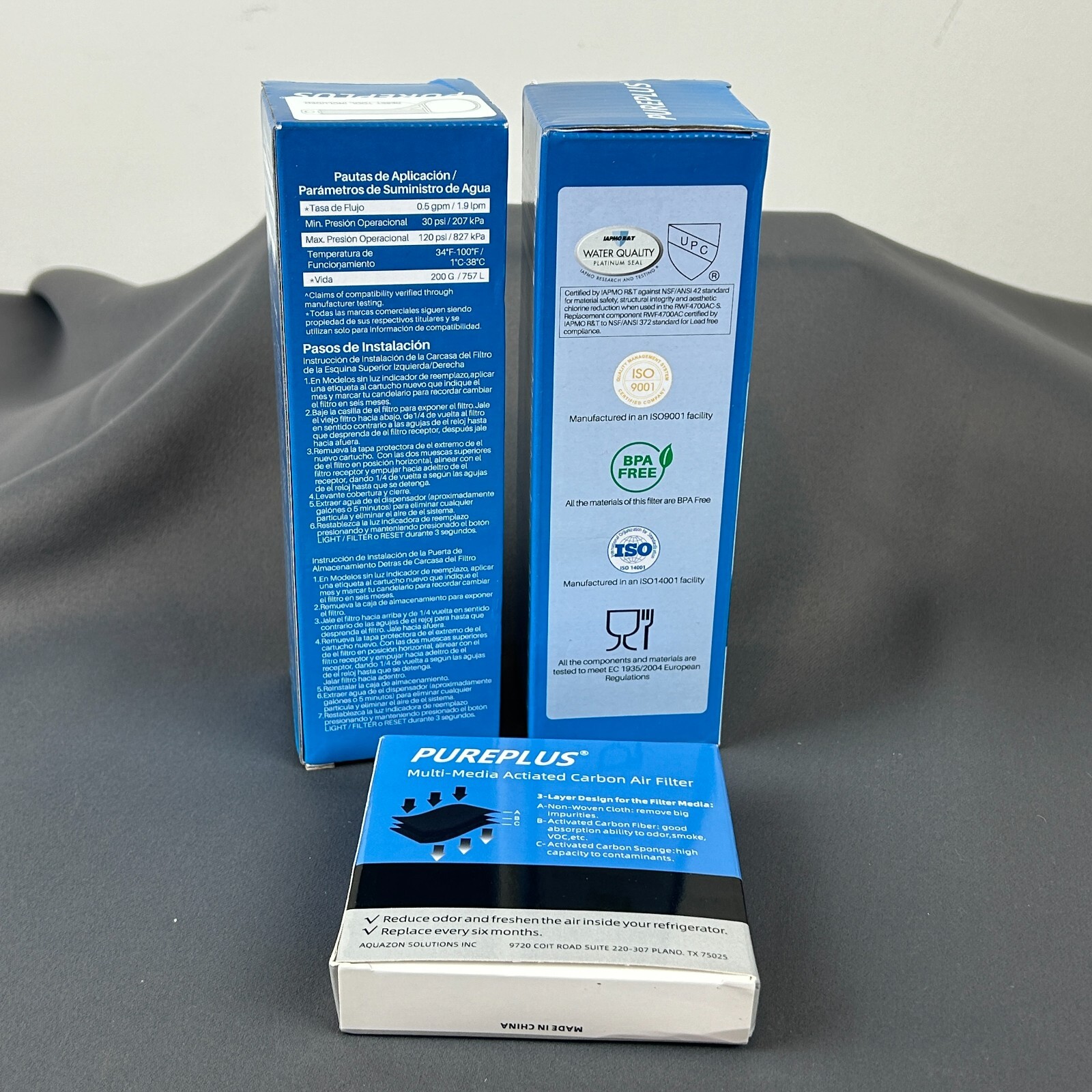 PurePlus RWF4700AC Water Filter 2 Pack And AF004 Carbon Air Filter 3 Pack