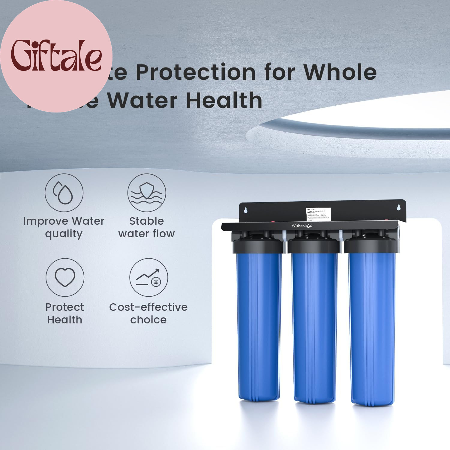 3-Stage Whole House Water Filter System,With Carbon Filter&Sediment Filter,7-Sta