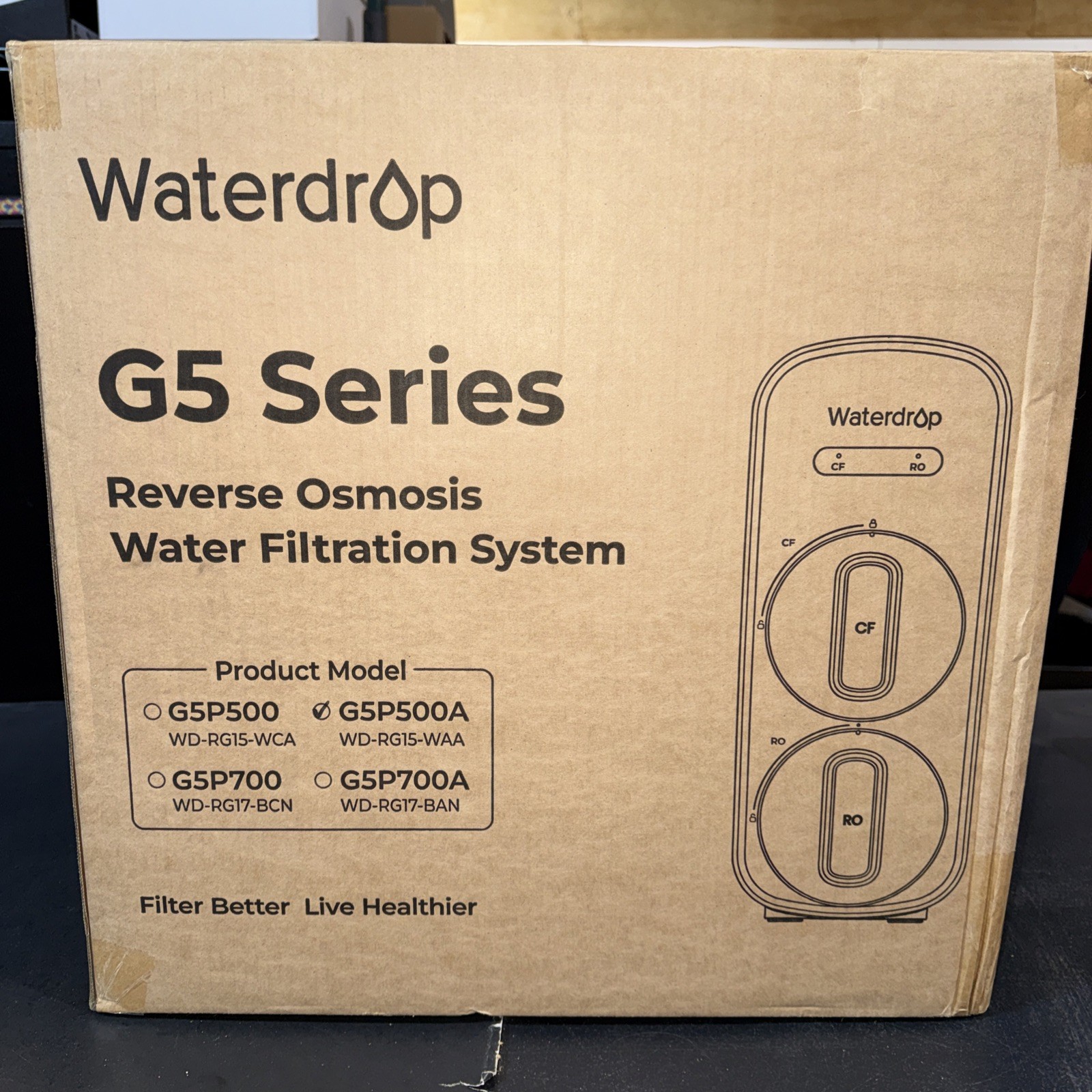 Waterdrop G5P500A Alkaline Mineral pH+ Reverse Osmosis Water Filter, Reduces TDS