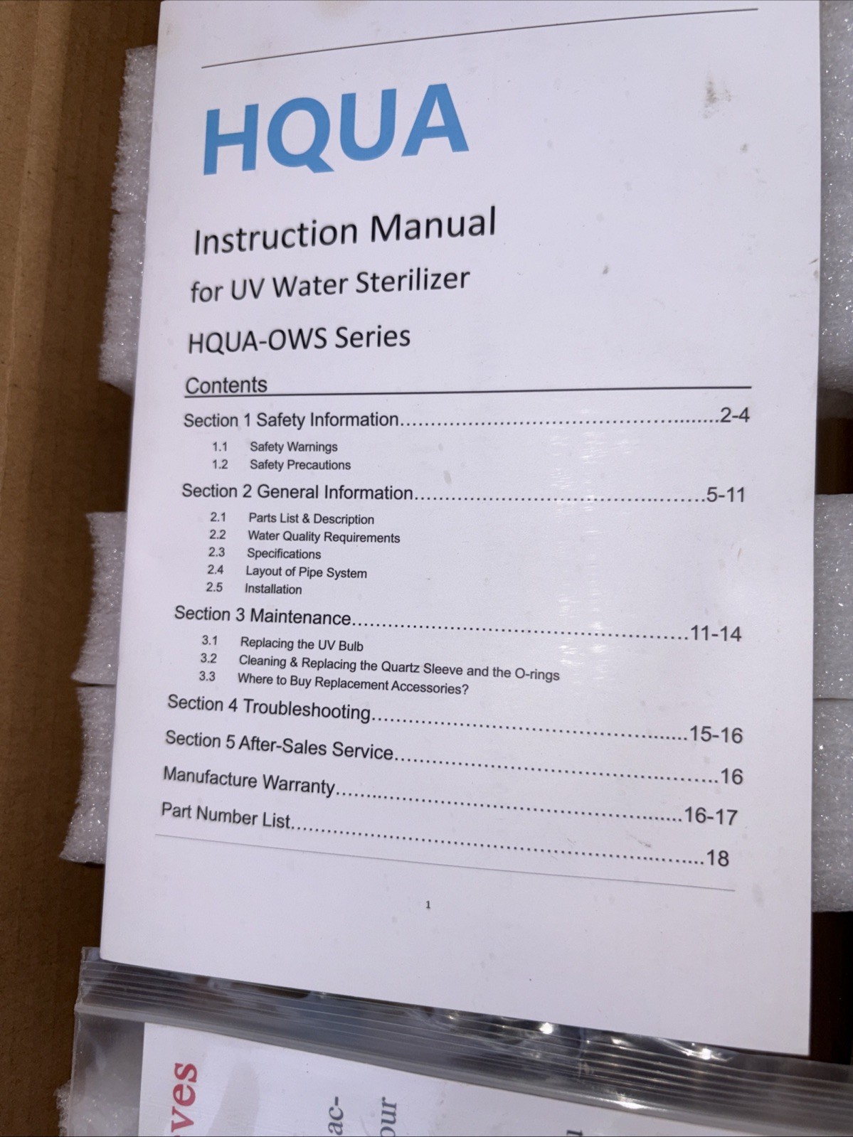 HQUA-OWS-12T 120V 40W 12GPM Whole House Ultraviolet Water Purifier UPGRADED VER