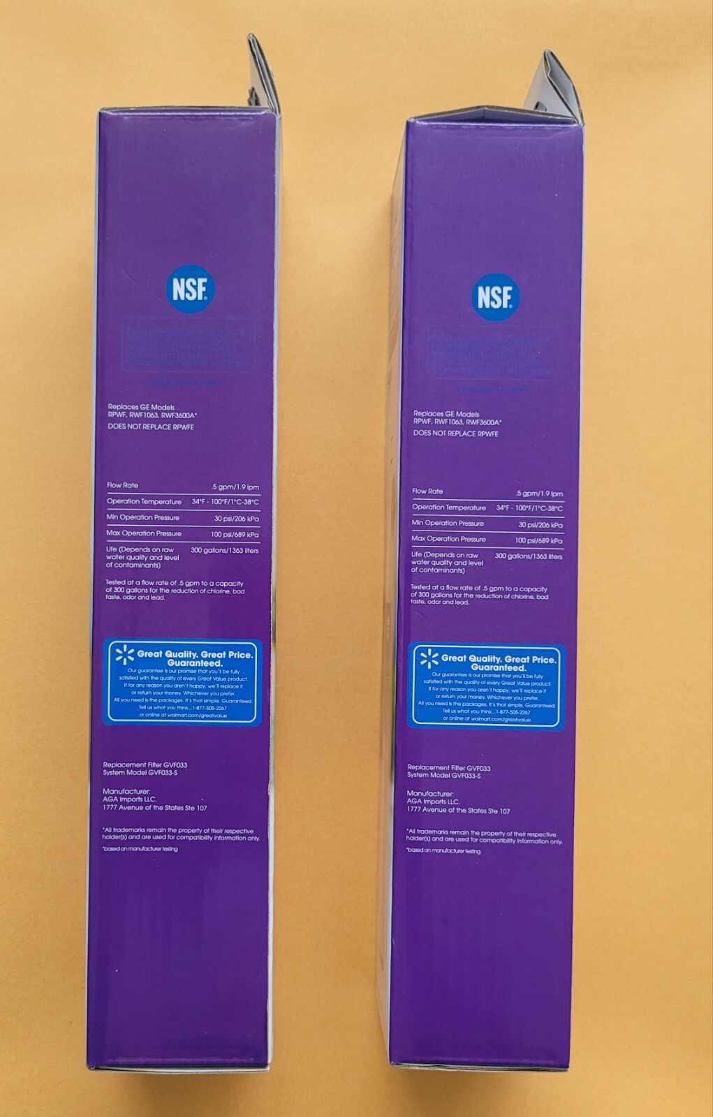 Great Value Refrigerator Water Filter Replaces Ge RPWF 6months 300 gallons Lot 2